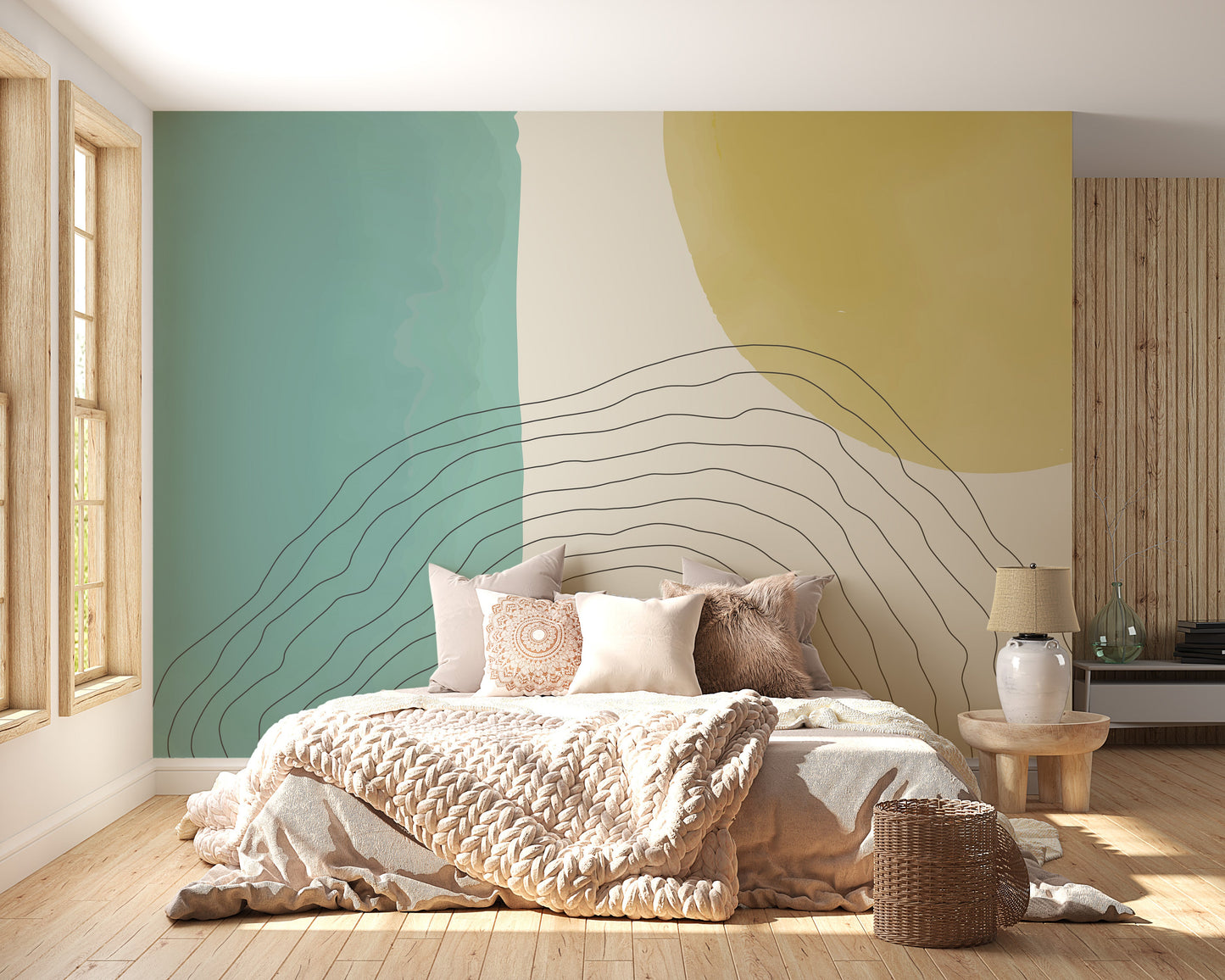 Dual Tone Watercolor Abstract Wallpaper Mural - Giffywalls