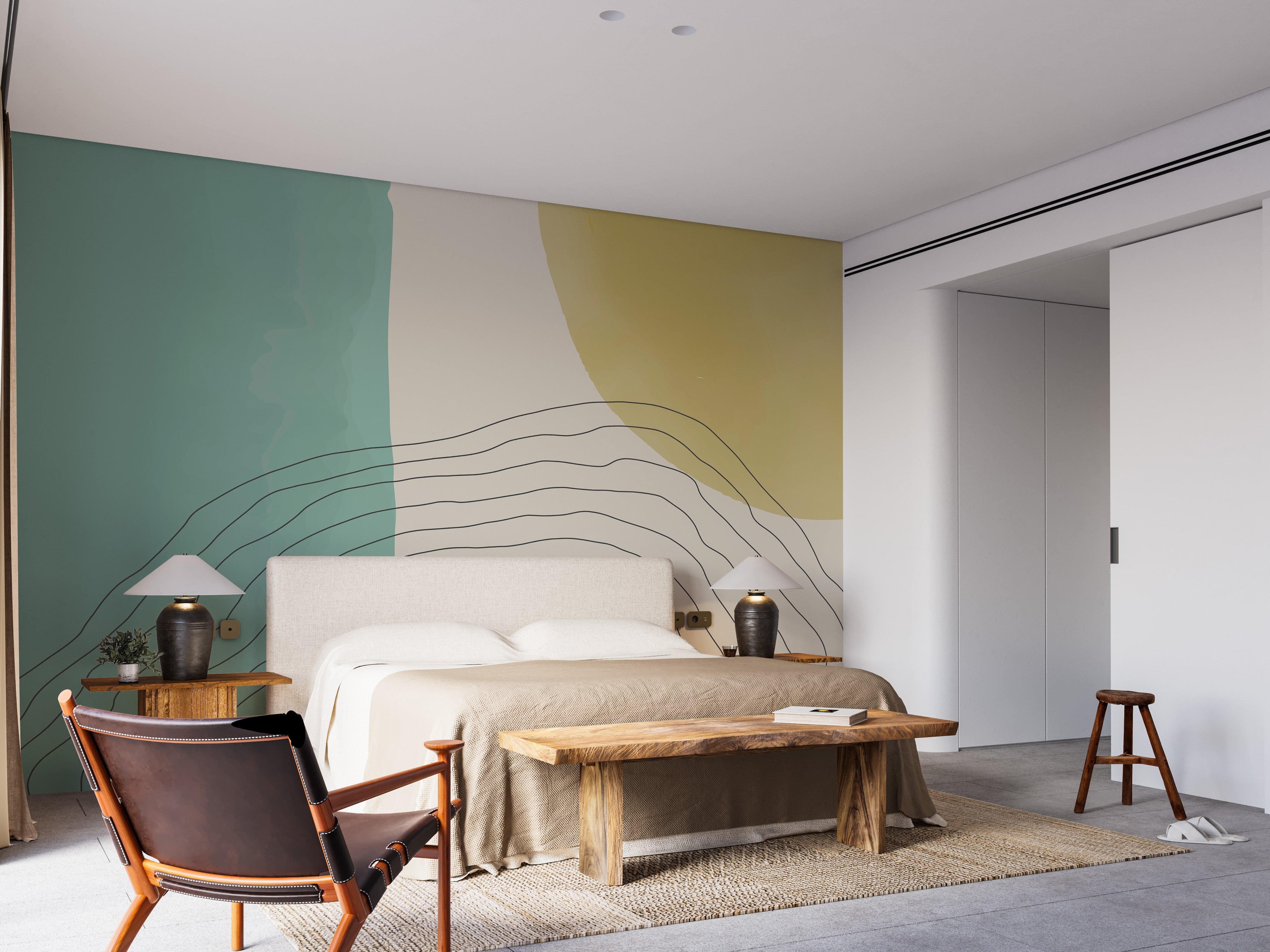 Dual Tone Watercolor Abstract Wallpaper Mural - Giffywalls