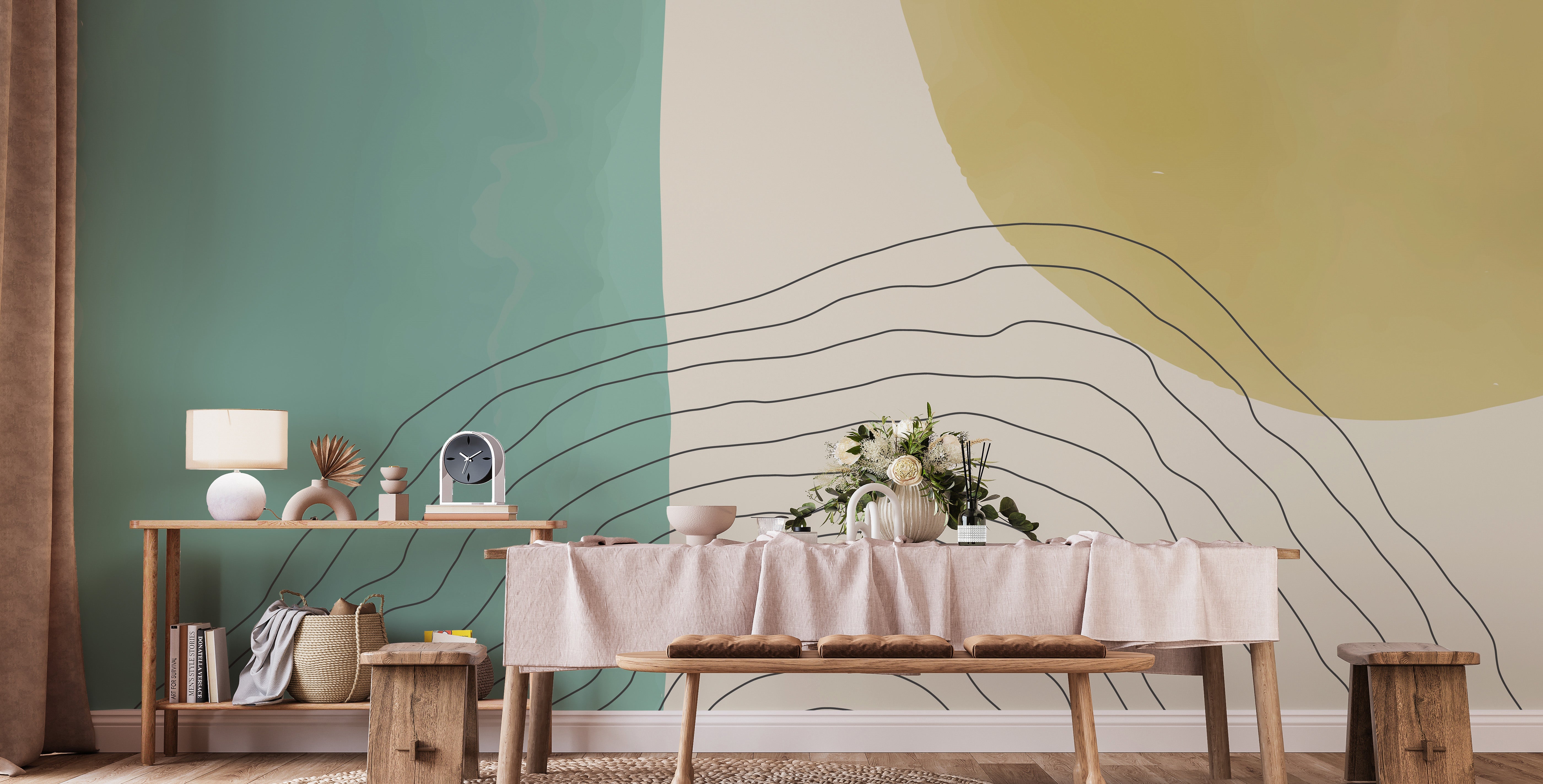 Dual tone watercolor abstract wallpaper mural for walls