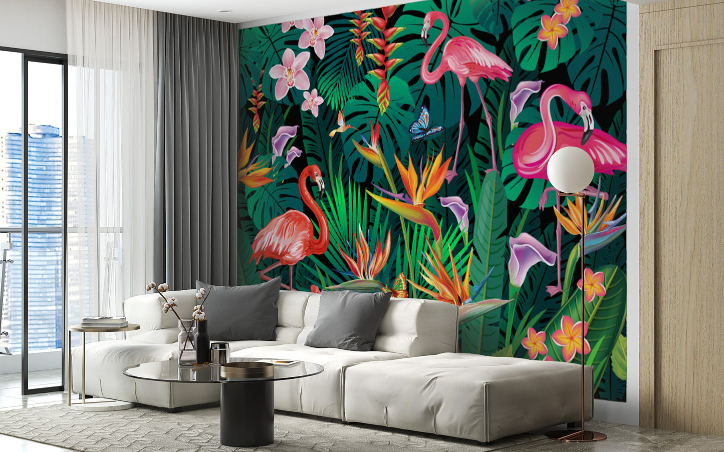 Fancy Flamingos Wallpaper Mural - Giffywalls