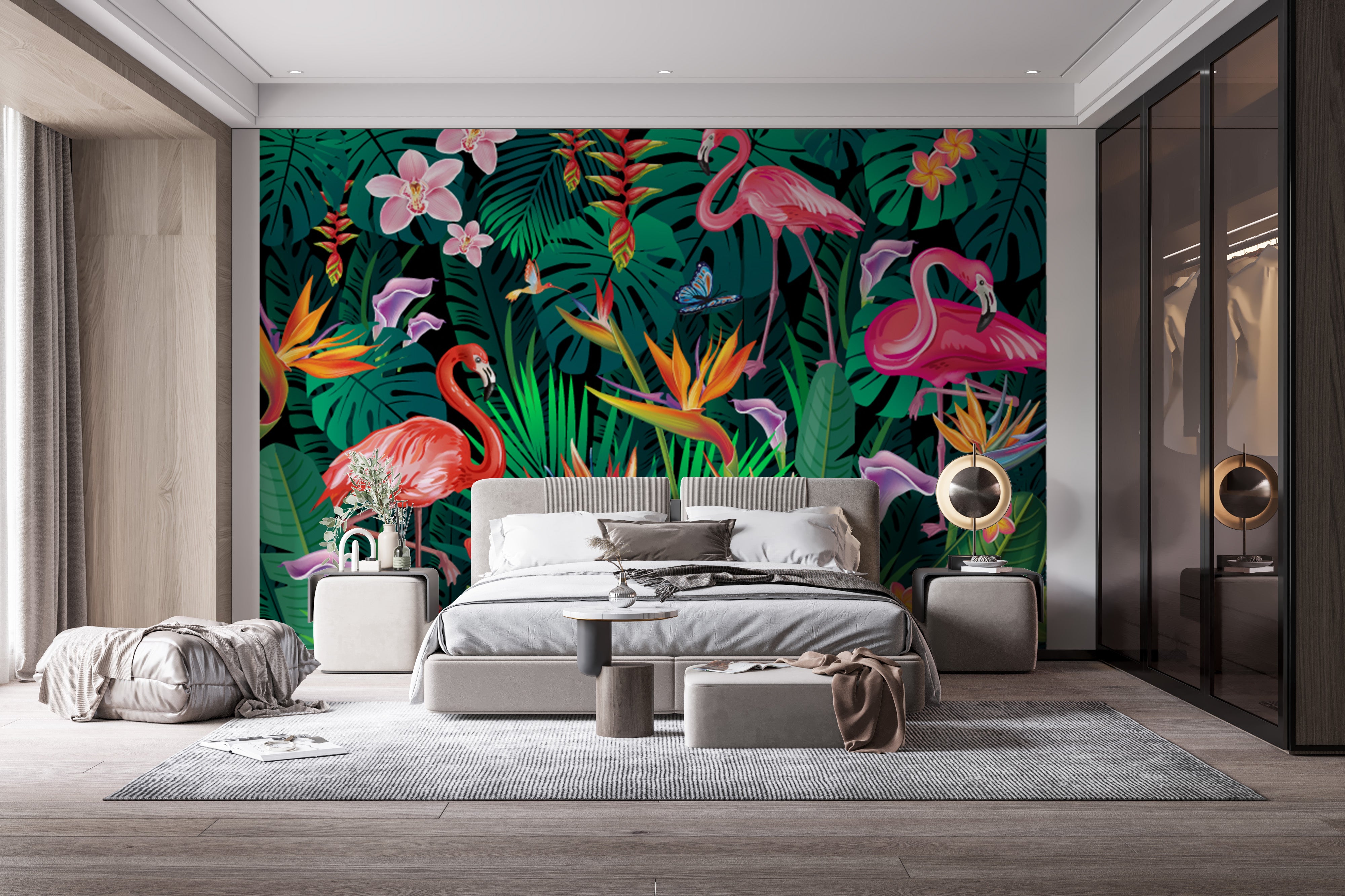 Fancy Flamingos Wallpaper Mural - Giffywalls