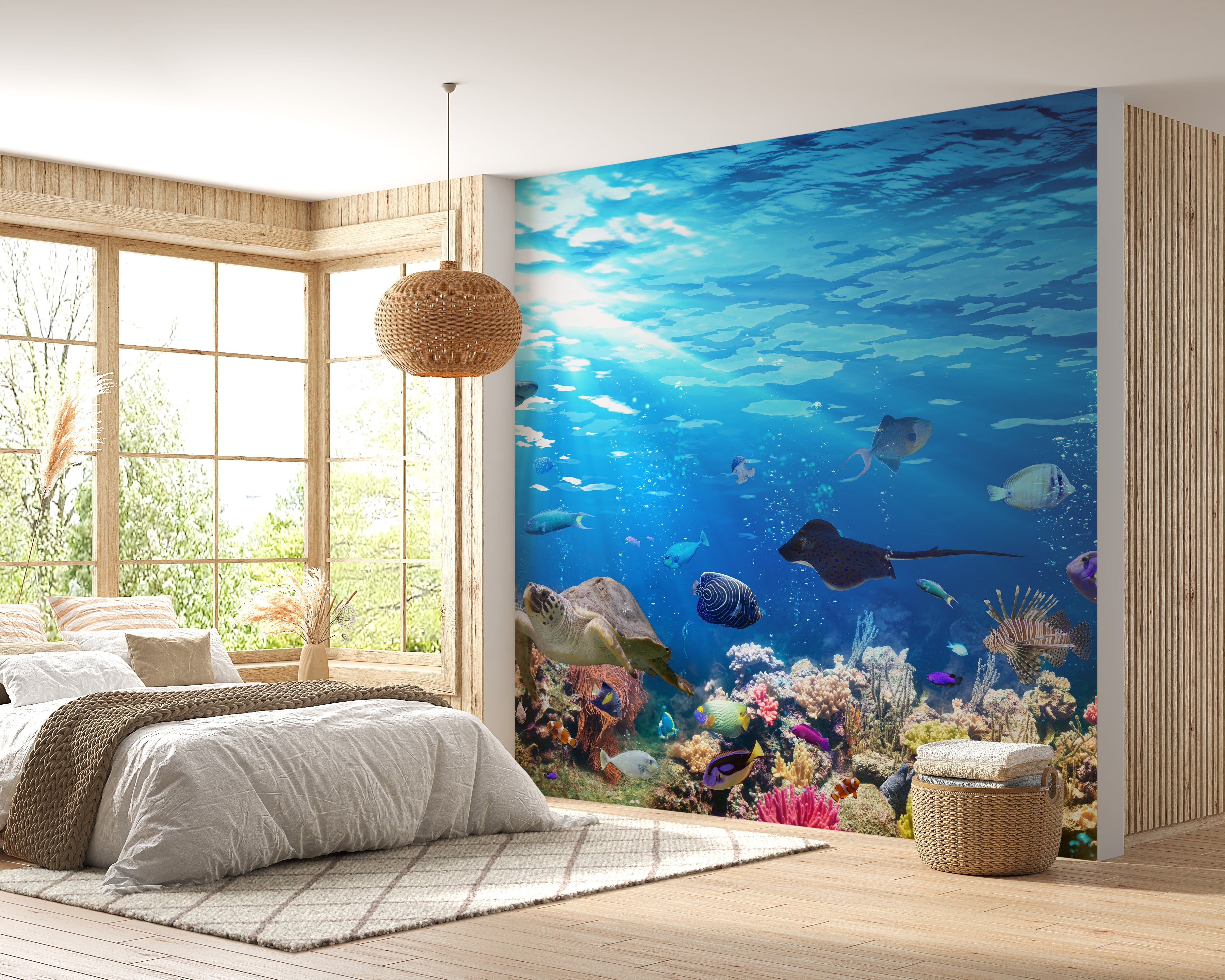 Deep Blue Sea Water with Corel Reef wallpaper Mural - Giffywalls