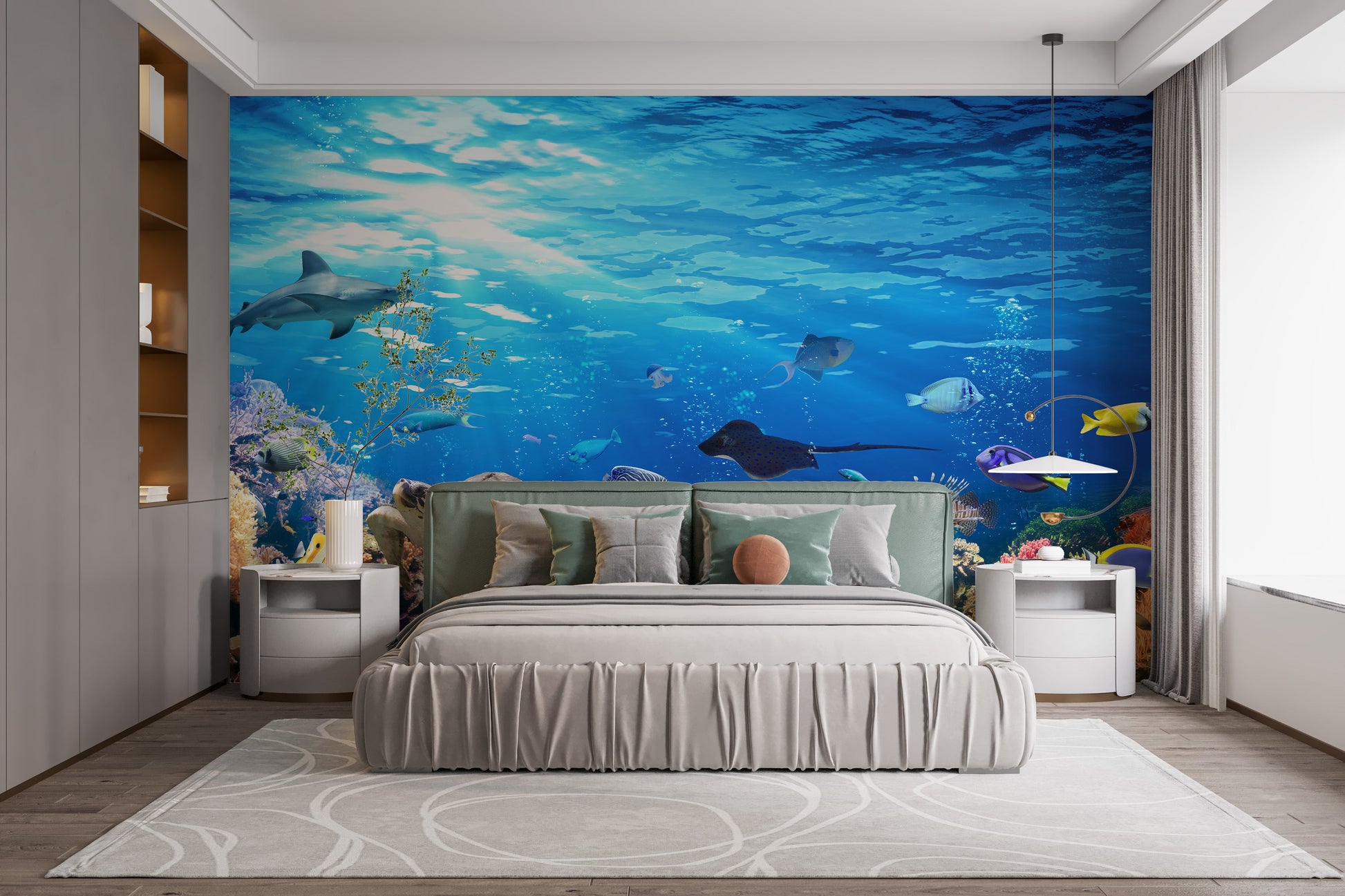 Deep Blue Sea Water with Corel Reef wallpaper Mural - Giffywalls