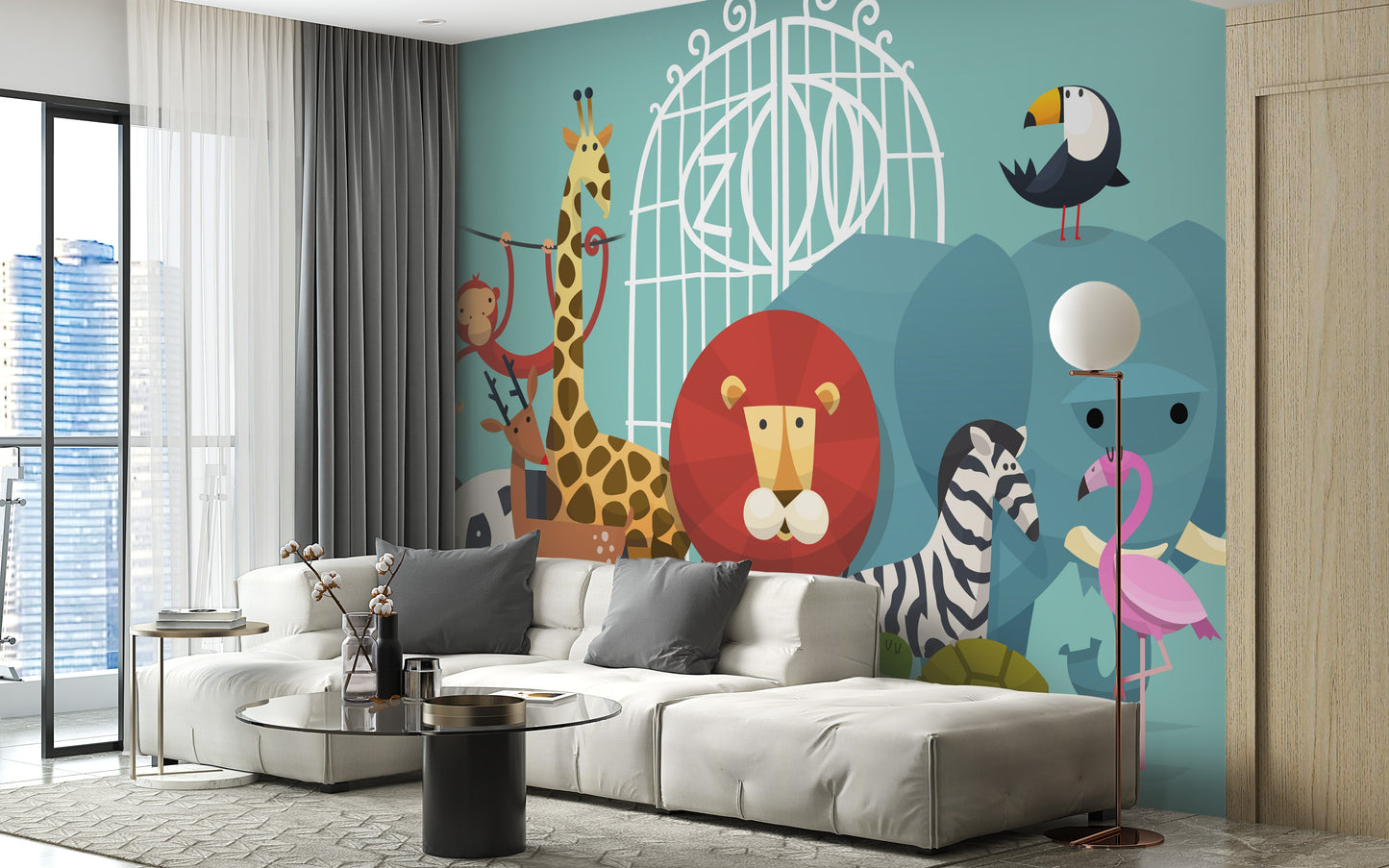 Zoo Animals Wallpaper Mural - Giffywalls