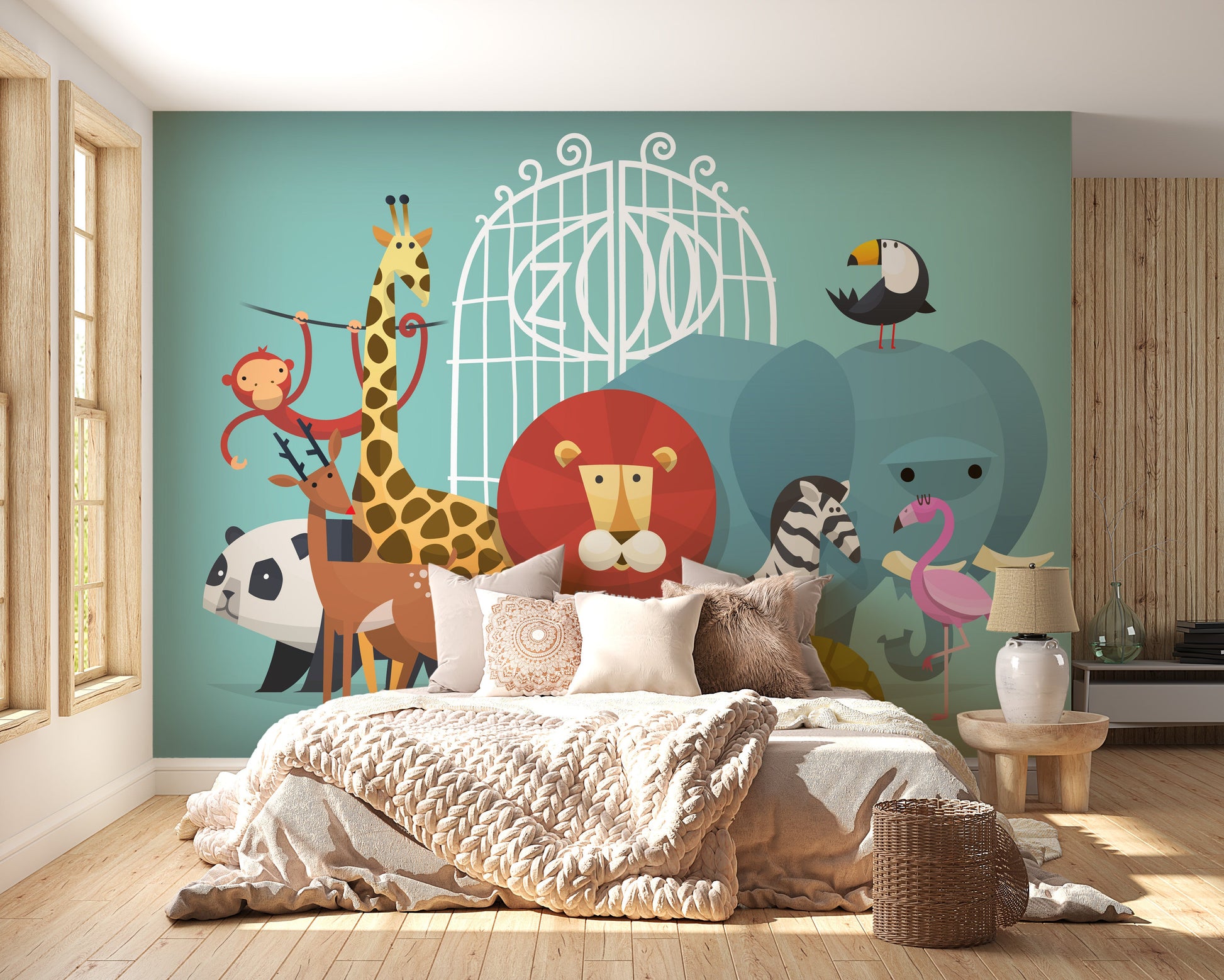 Zoo Animals Wallpaper Mural - Giffywalls