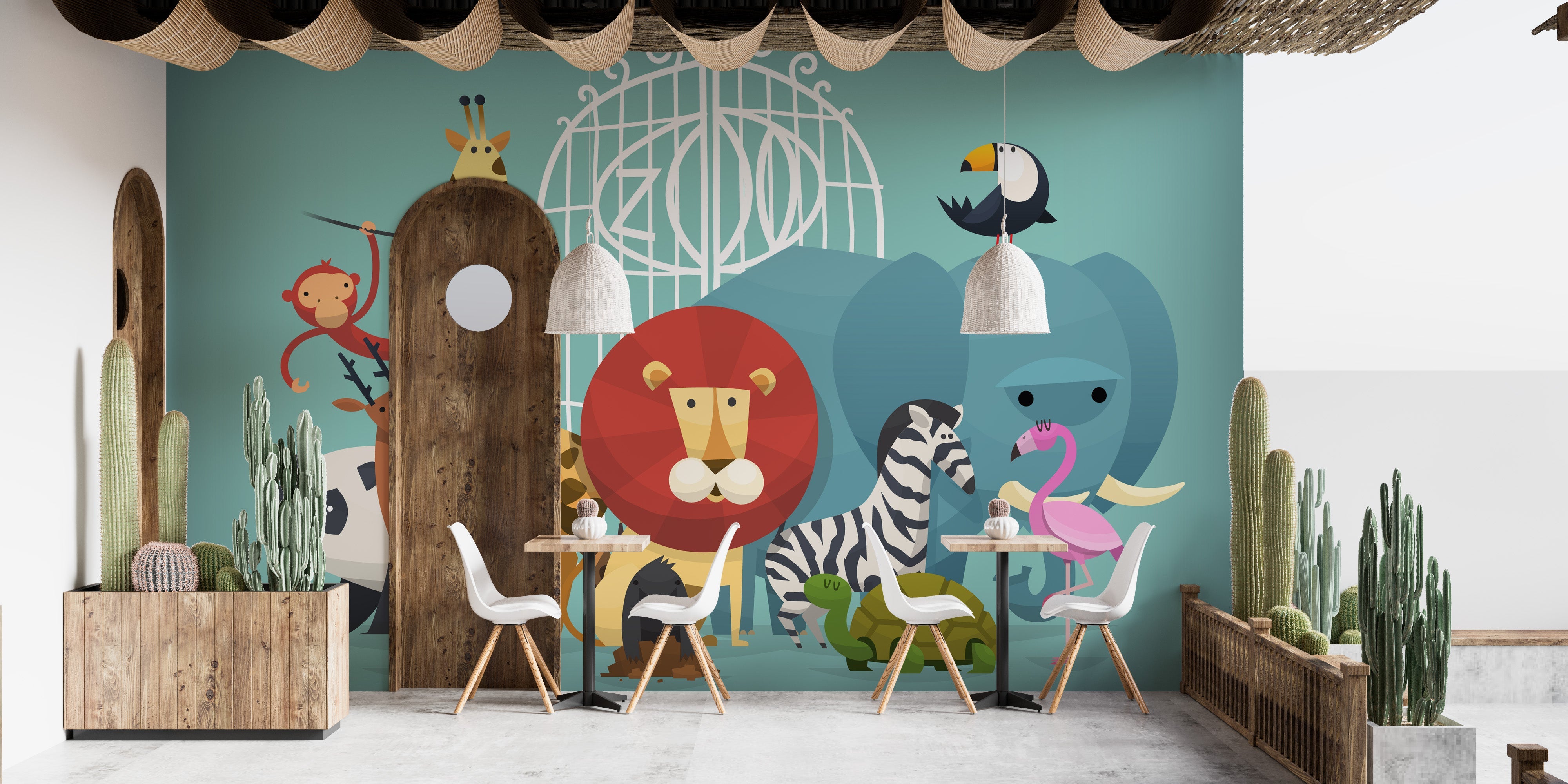 Zoo Animals Wallpaper Mural - Giffywalls