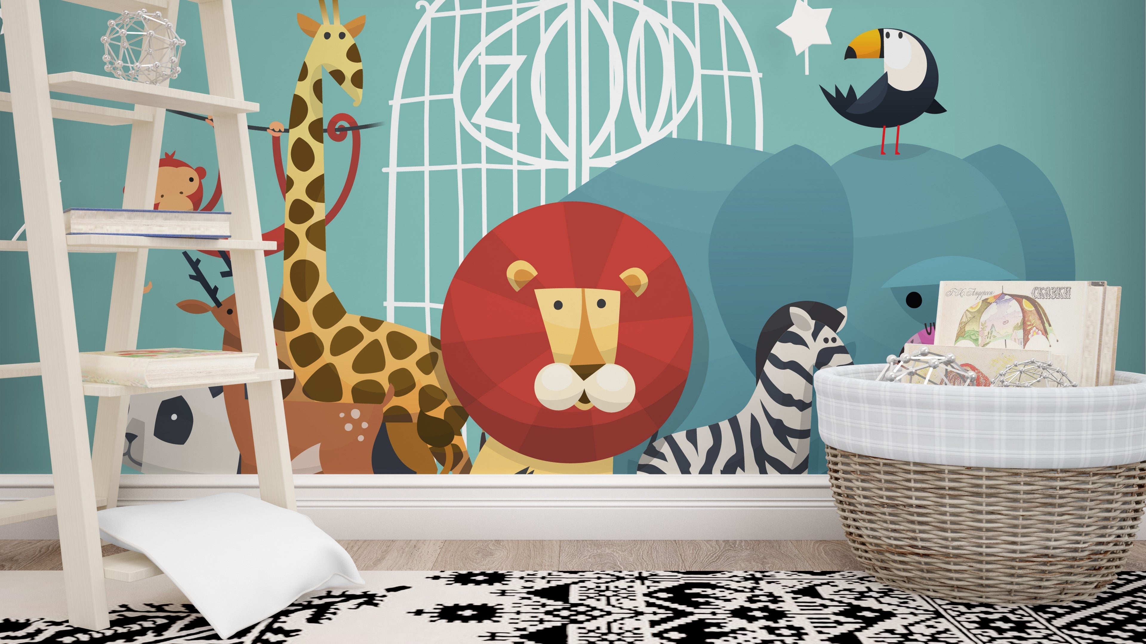 Zoo Animals Wallpaper Mural - Giffywalls