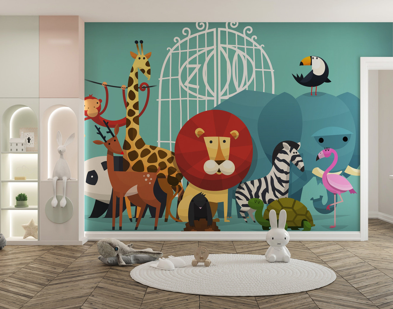 Zoo Animals Wallpaper Mural