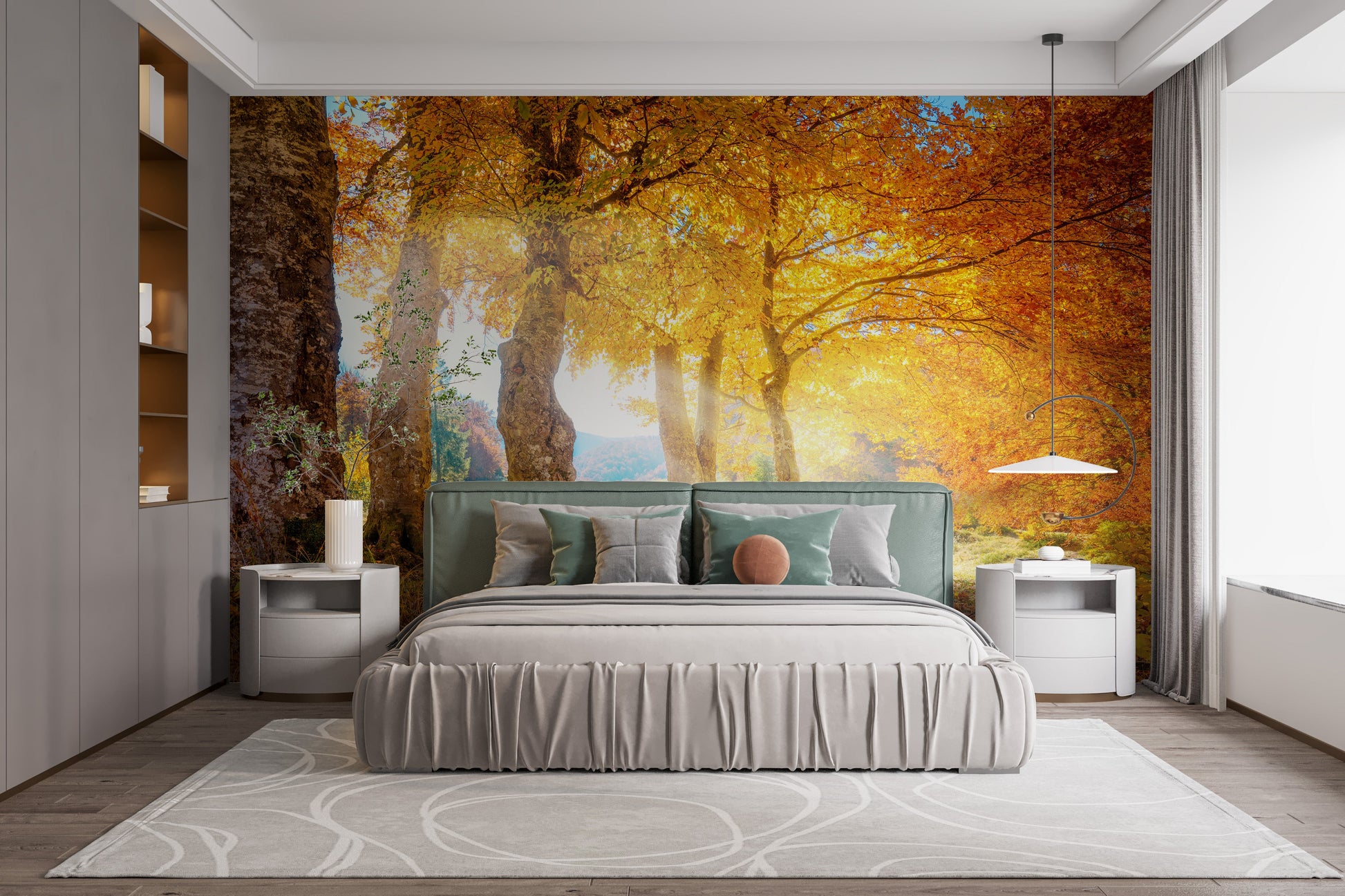 Yellow Autumn Leaves Forest Wallpaper Mural - Giffywalls