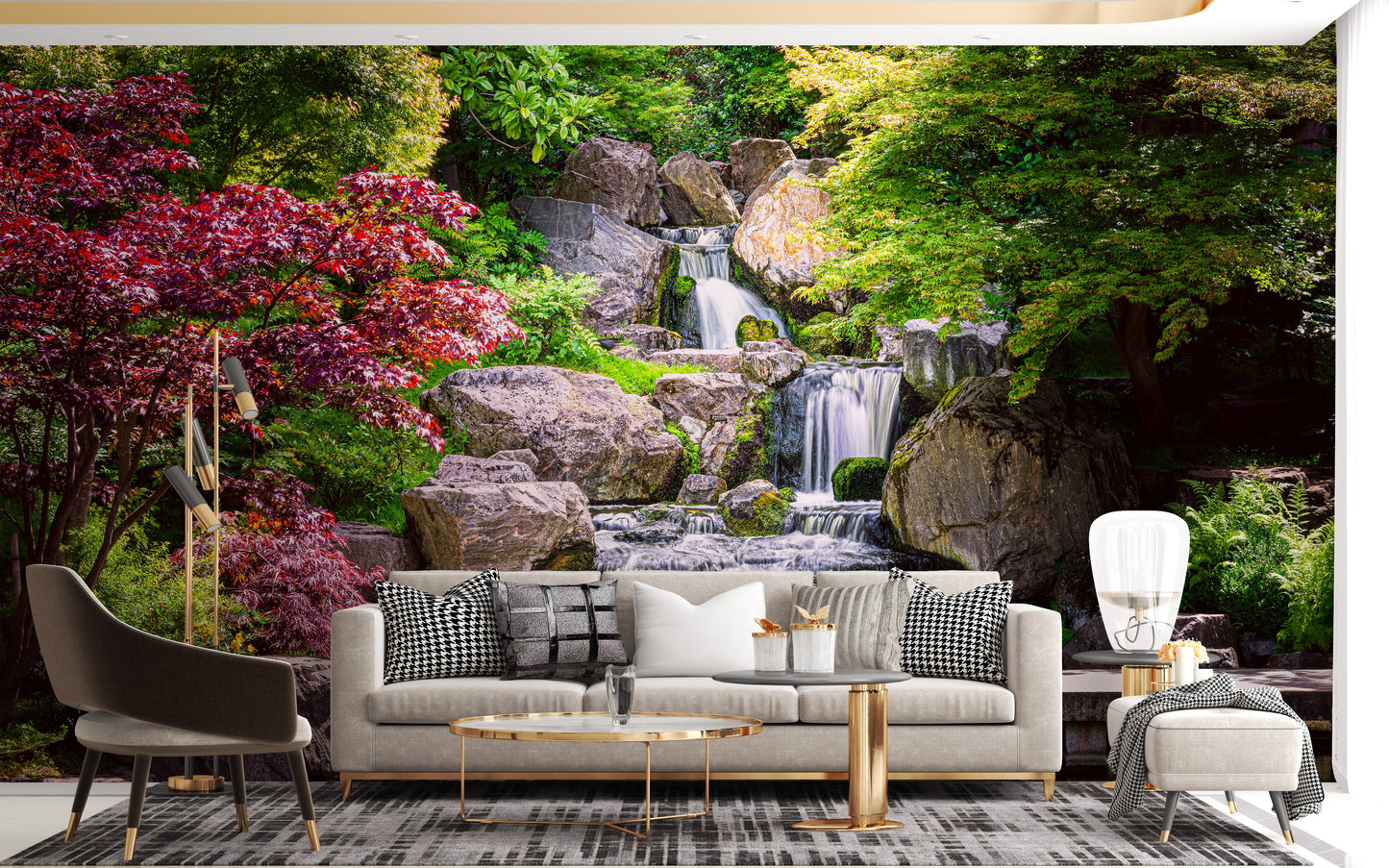 Garden Waterfall Nature Wallpaper Mural