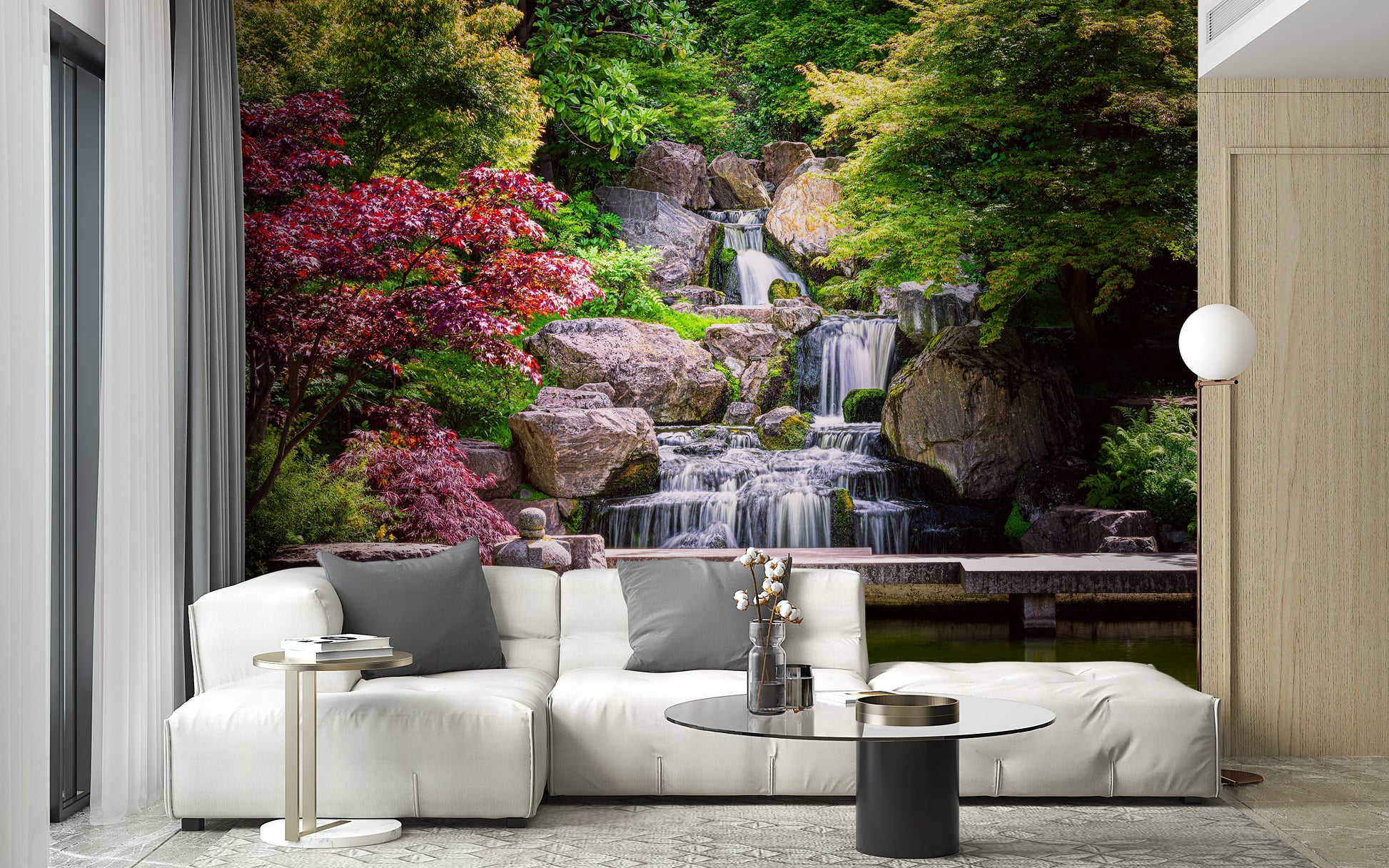 Garden Waterfall Nature Wallpaper Mural - Giffywalls