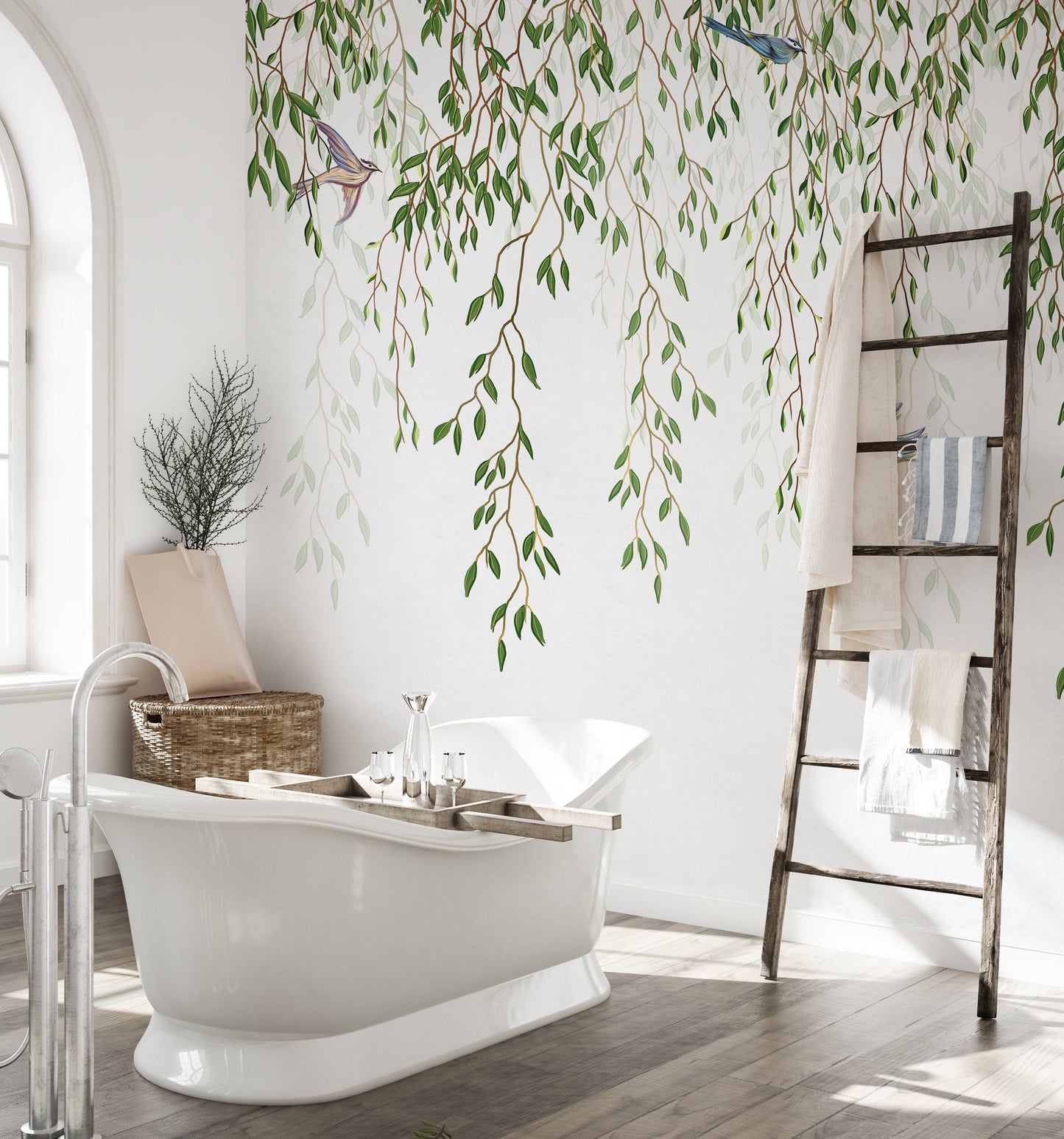 Willow Branches & Birds Wallpaper Mural - Giffywalls