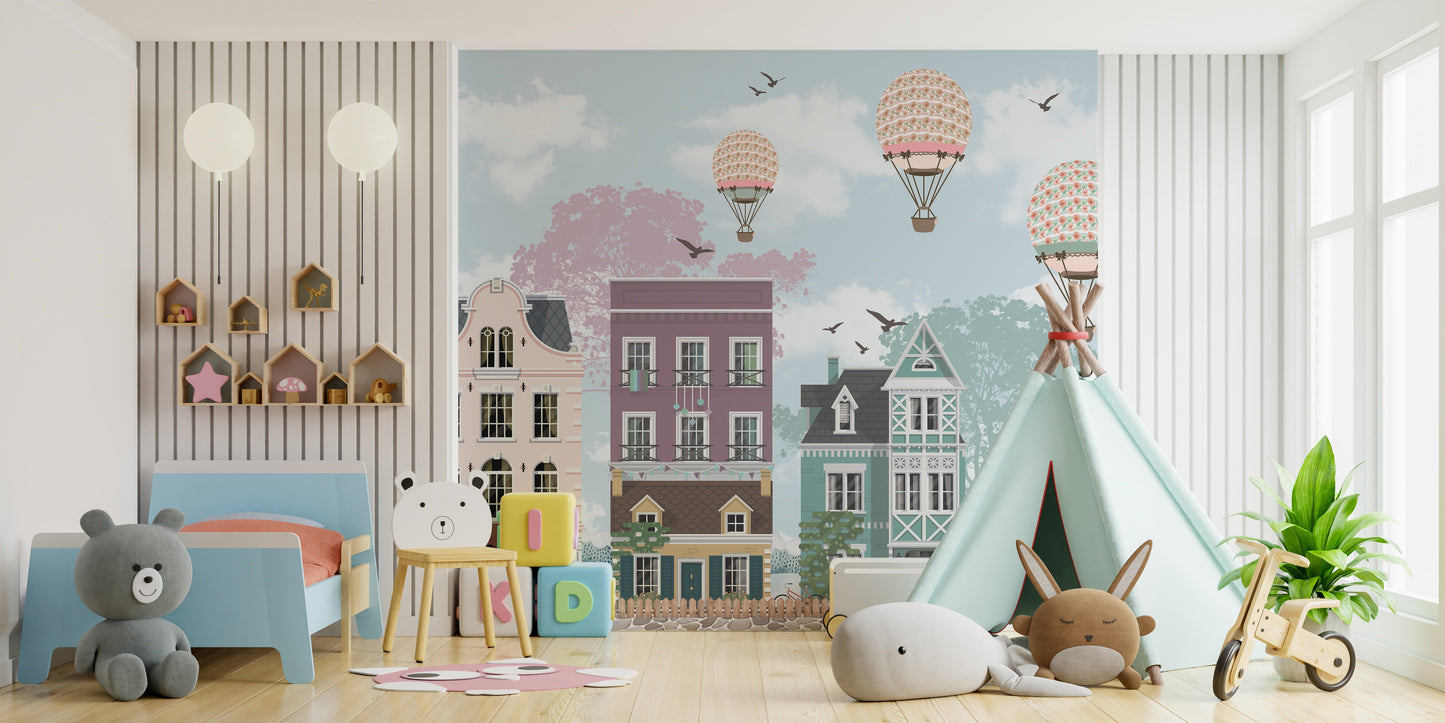 Funky City View kids Room Wallpaper - Giffywalls