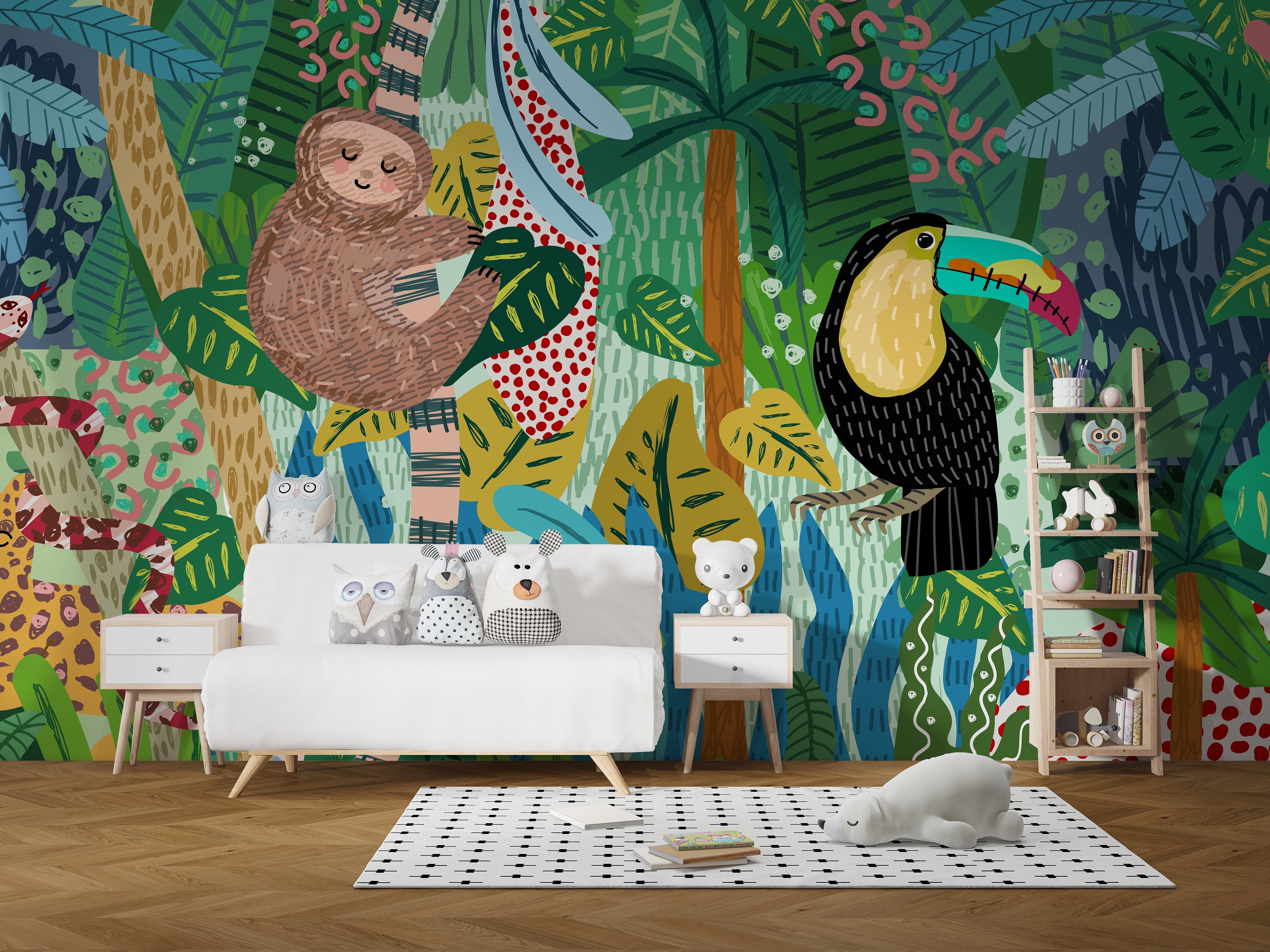 Leopard Jungle Wallpaper for Play Area Decor
