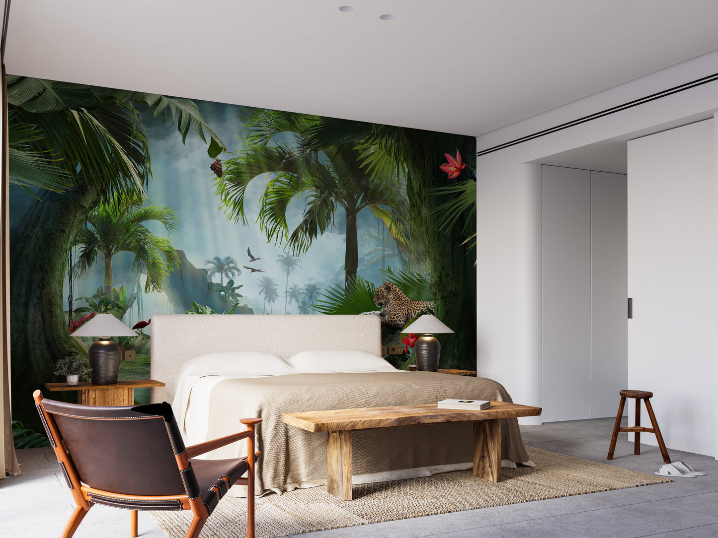 Forest Lagoon with a panther wallpaper mural - Giffywalls