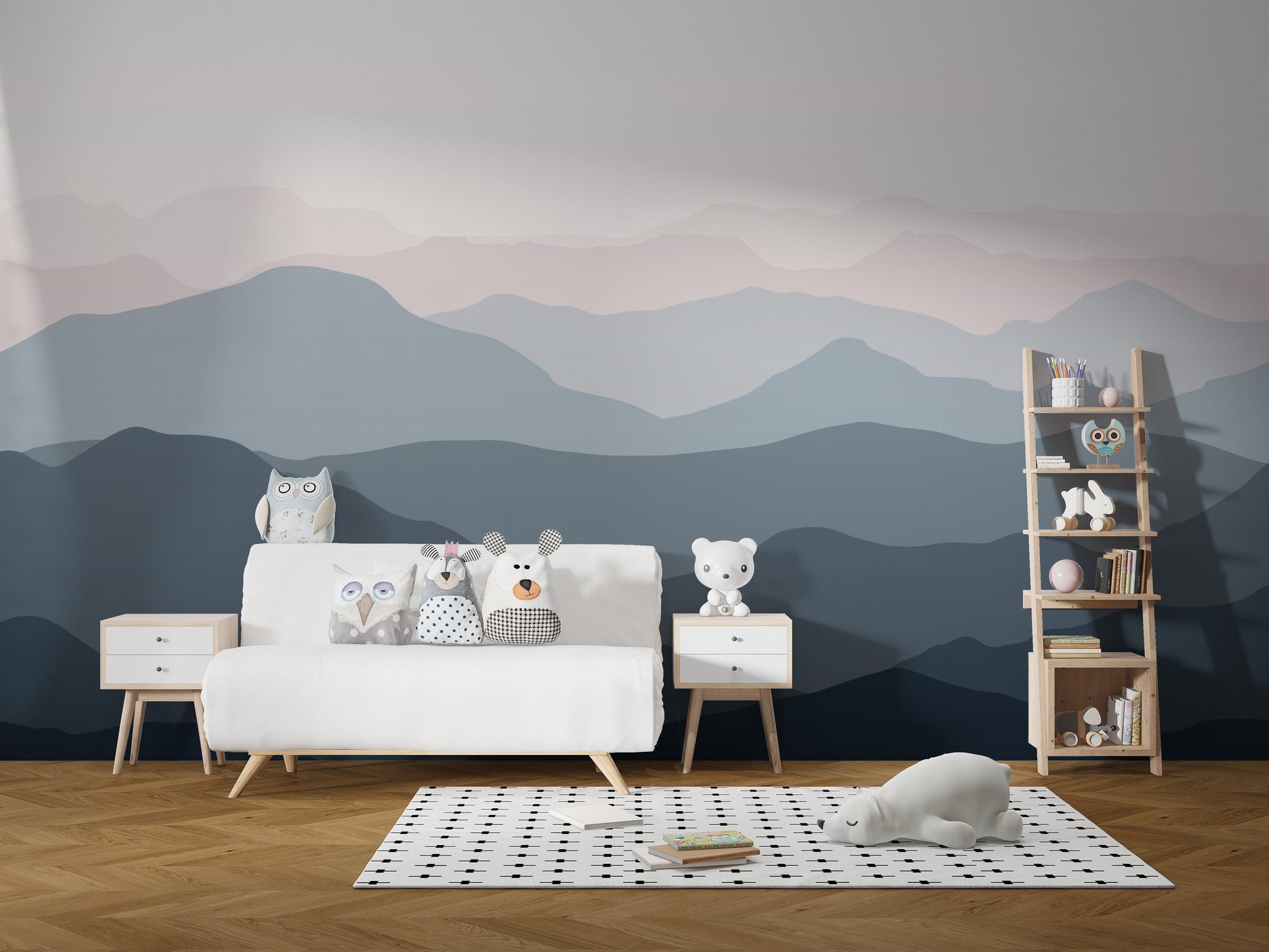 Shaded Mountain landscape wallpaper mural - Giffywalls