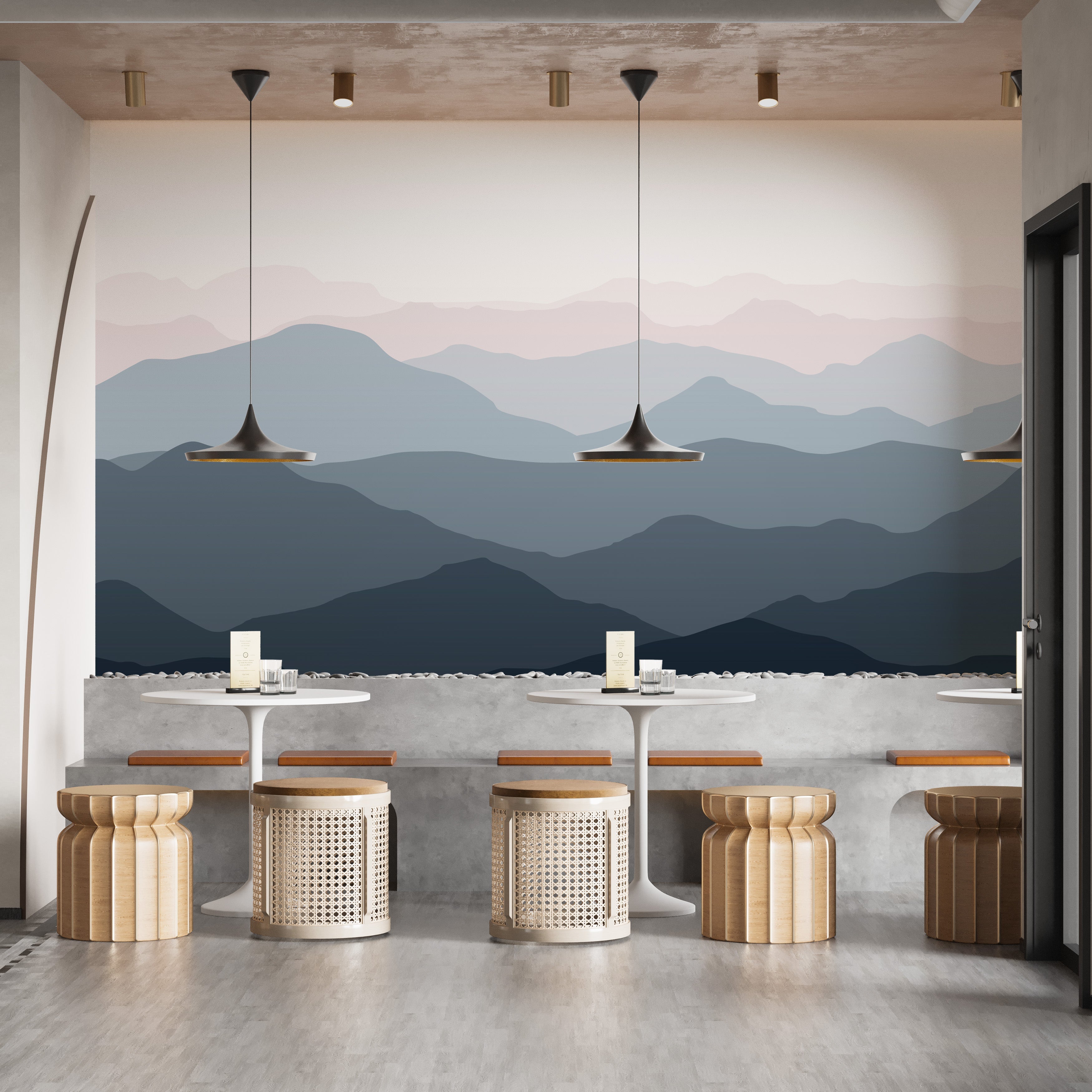 Shaded Mountain landscape wallpaper mural - Giffywalls