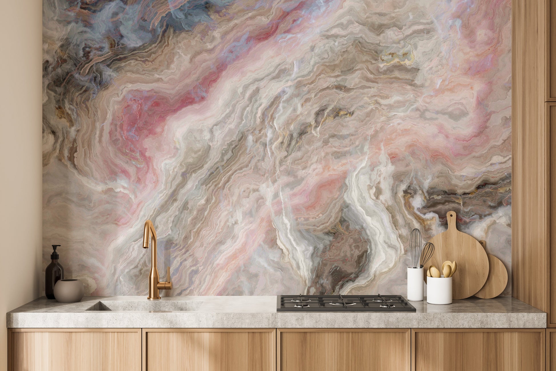 Beige marble wallpaper mural - Giffywalls