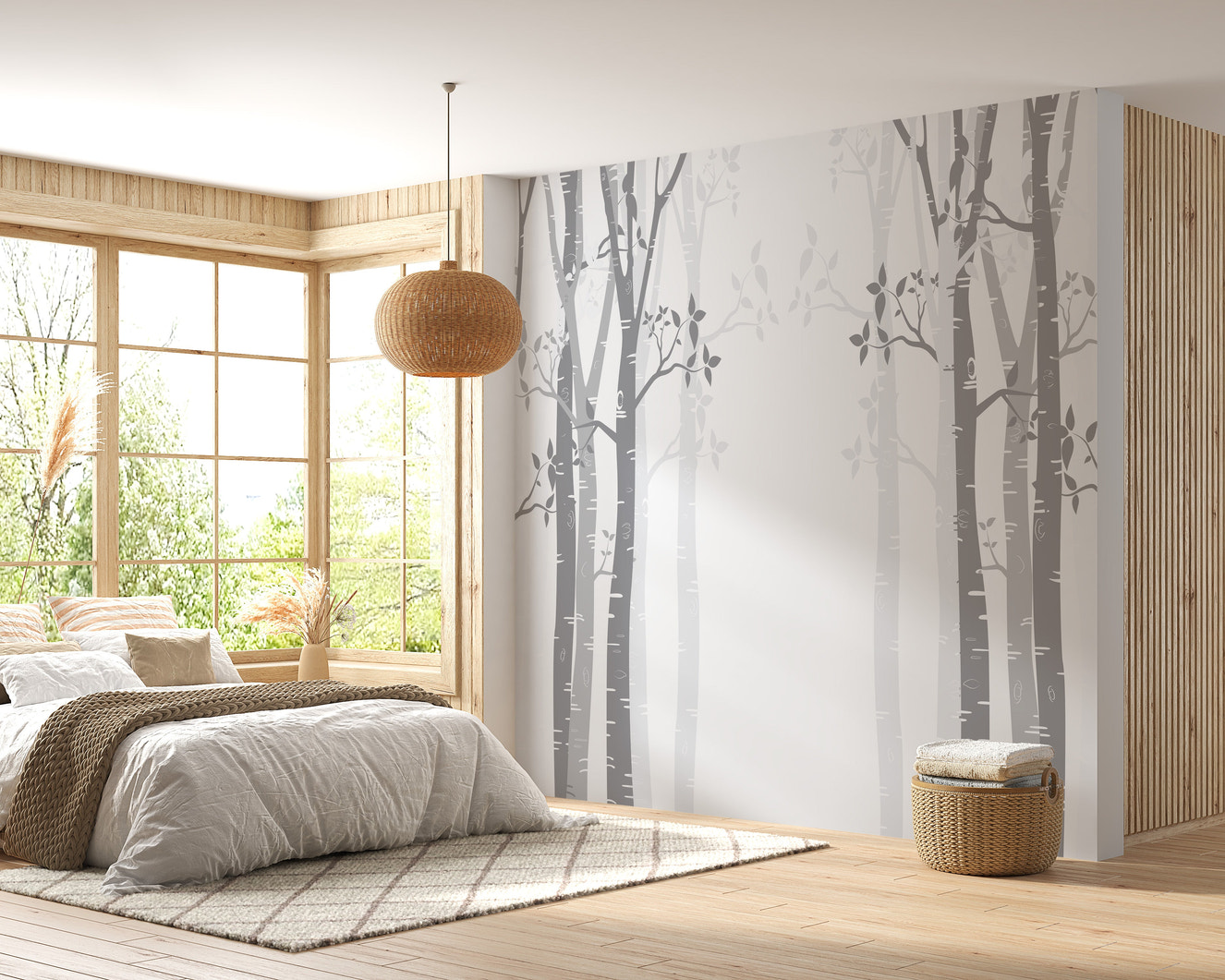 Gray bamboo forest wallpaper mural for walls