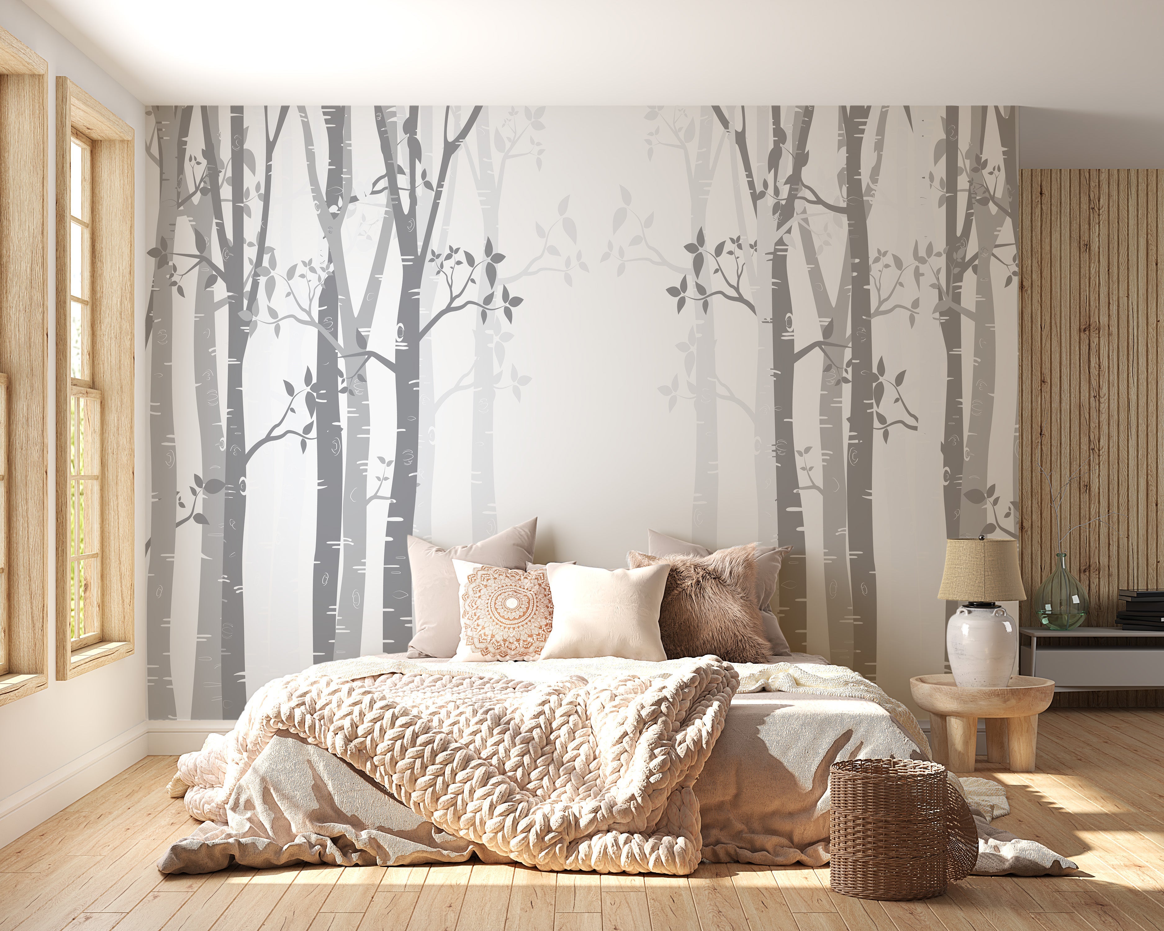 Gray Bamboo forest wallpaper mural - Giffywalls