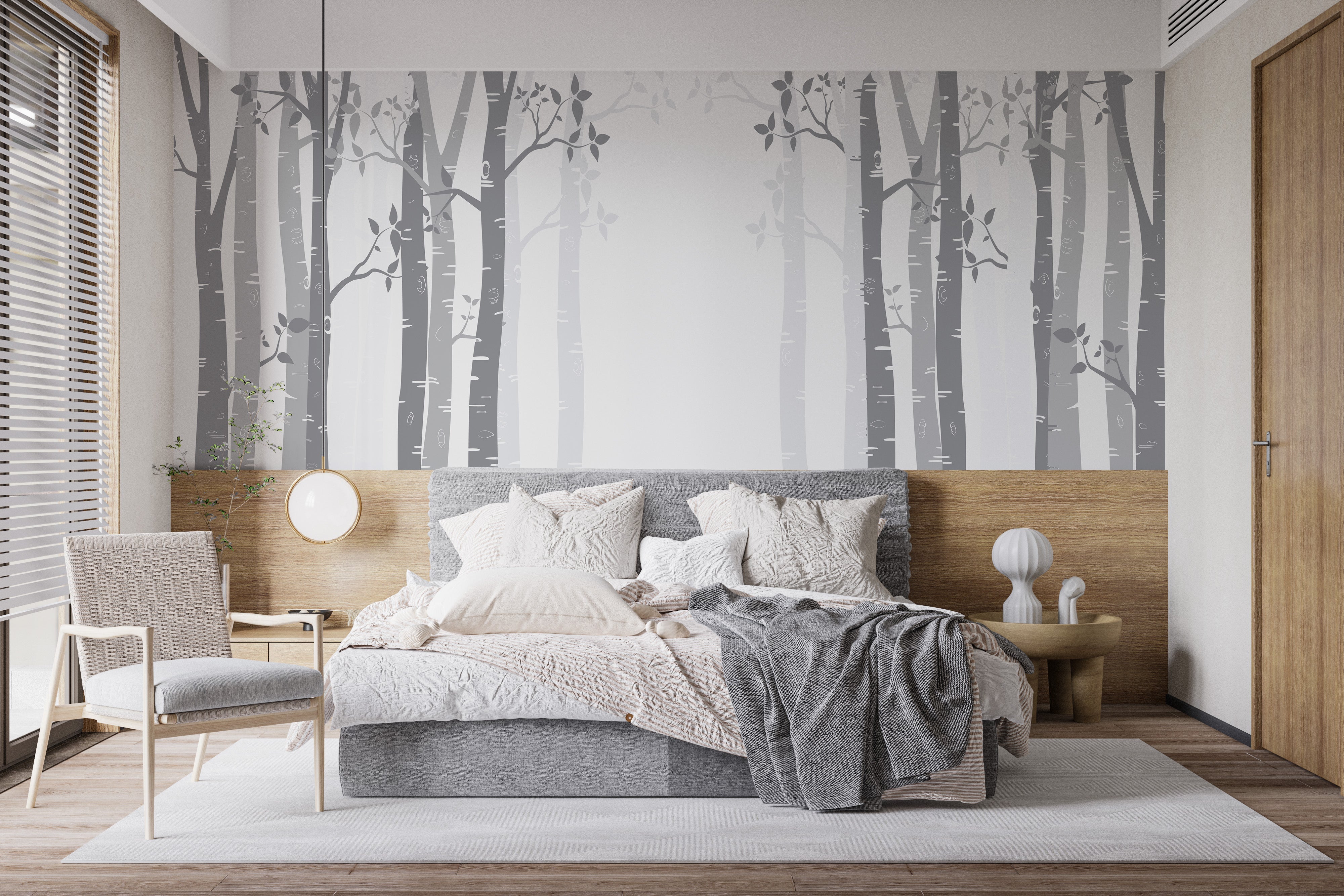 Gray Bamboo forest wallpaper mural - Giffywalls