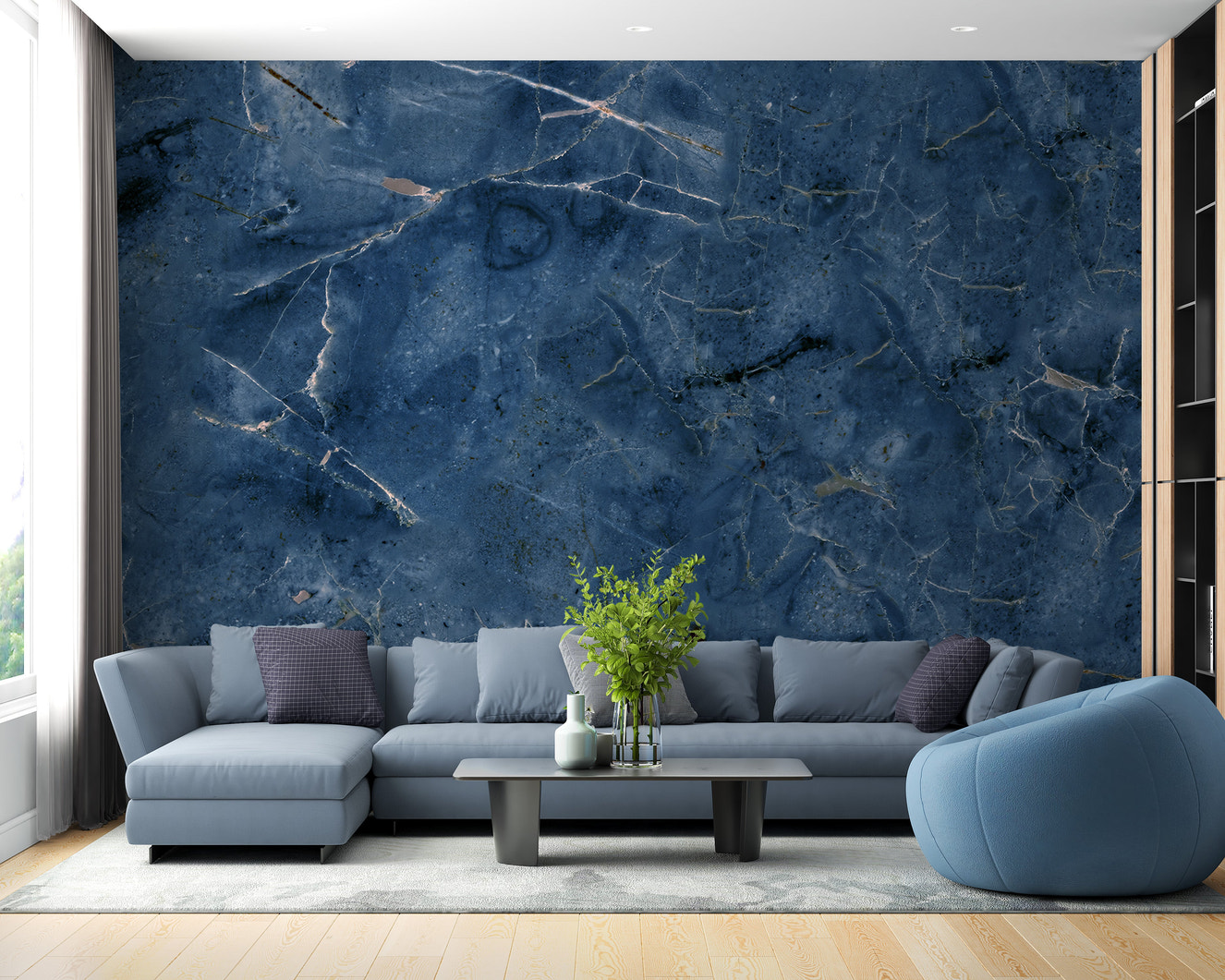 Dark Blue Grunge Peel & Stick Wallpaper