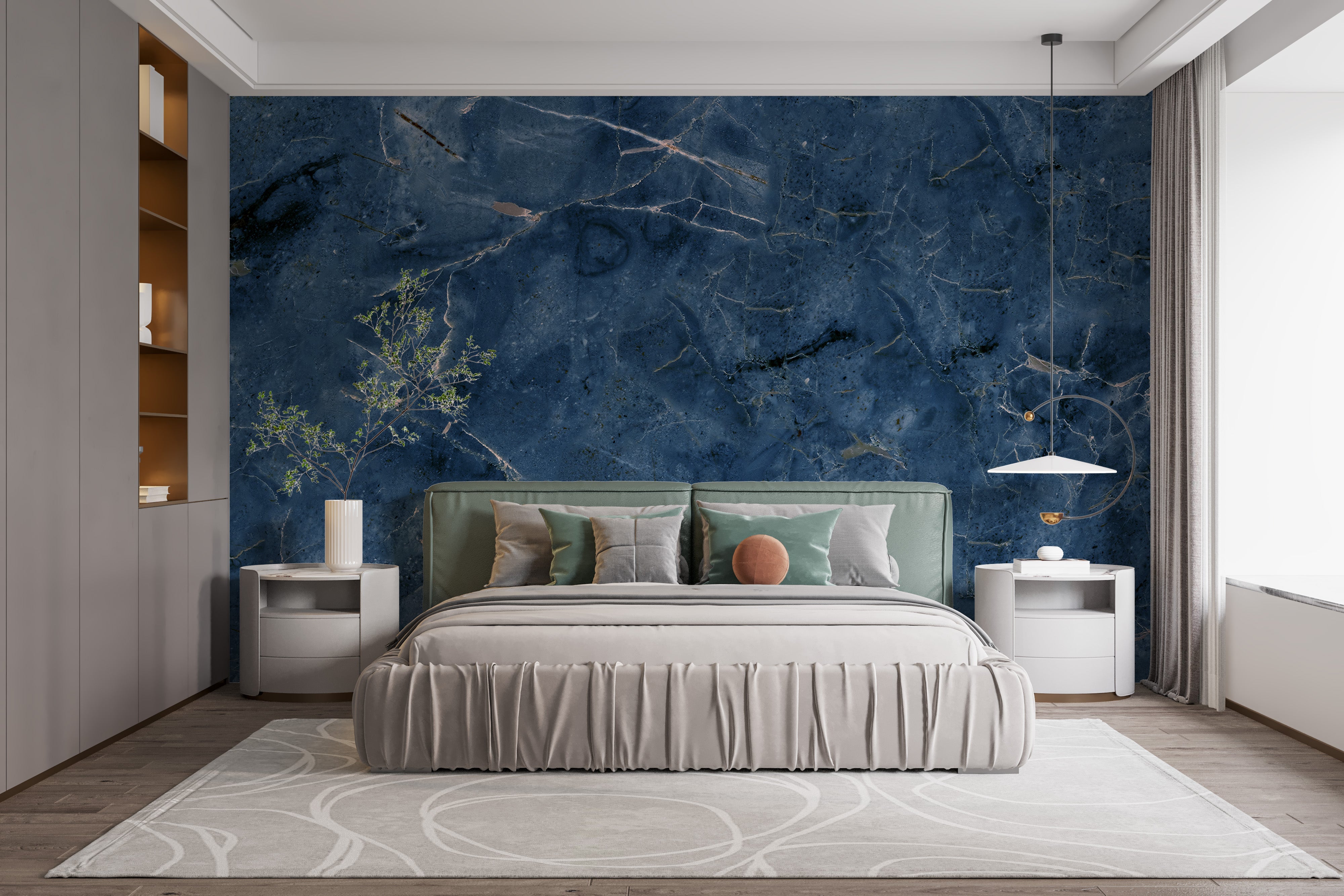 Chic Dark Blue Grunge Style Wallpaper for Bedrooms