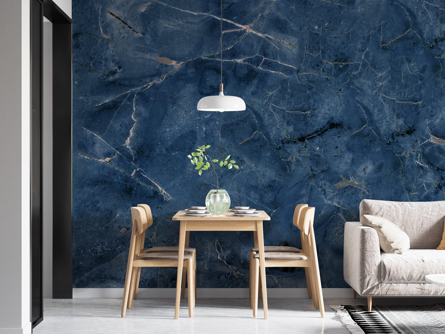 Blue Marble Textured Background Wallpaper Mural - Giffywalls