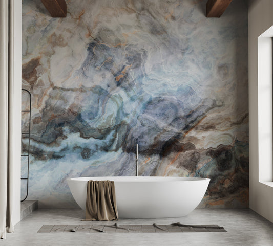 Elegant Onyx Tile Marble Wallpaper Mural for Bathrooms