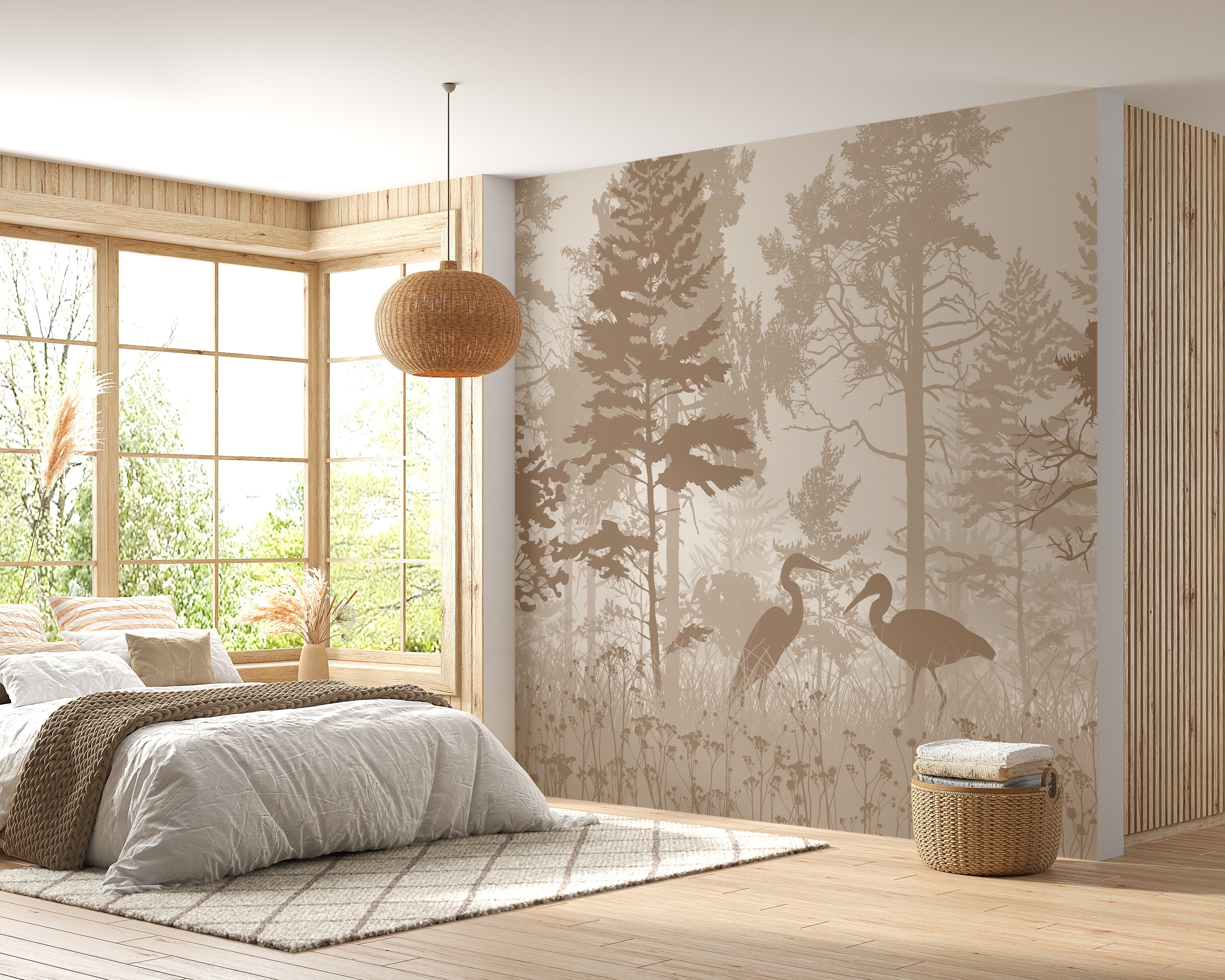 Brown Forest with Herons in the woods wallpaper - Giffywalls