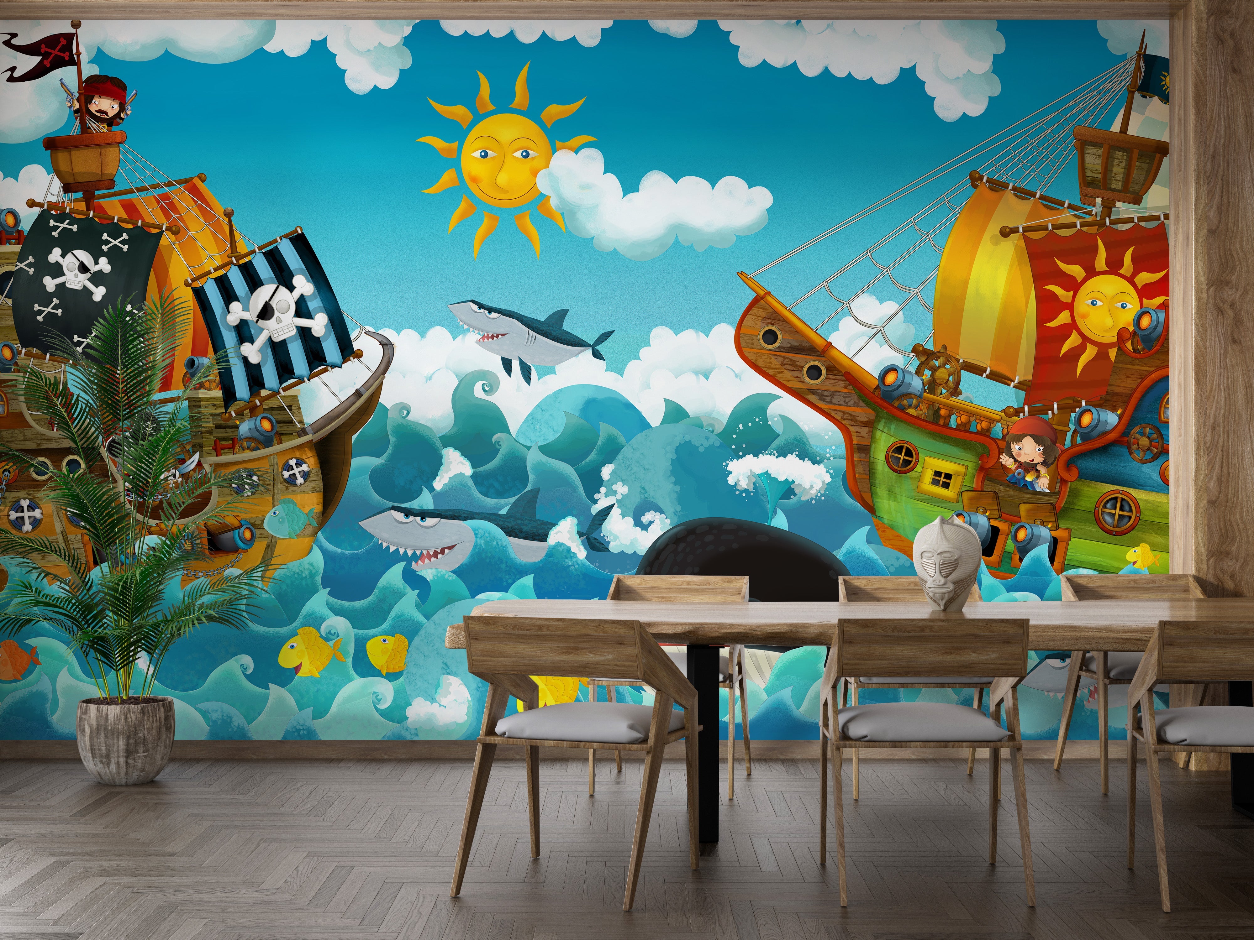 Vibrant Pirate Adventure Wall Covering