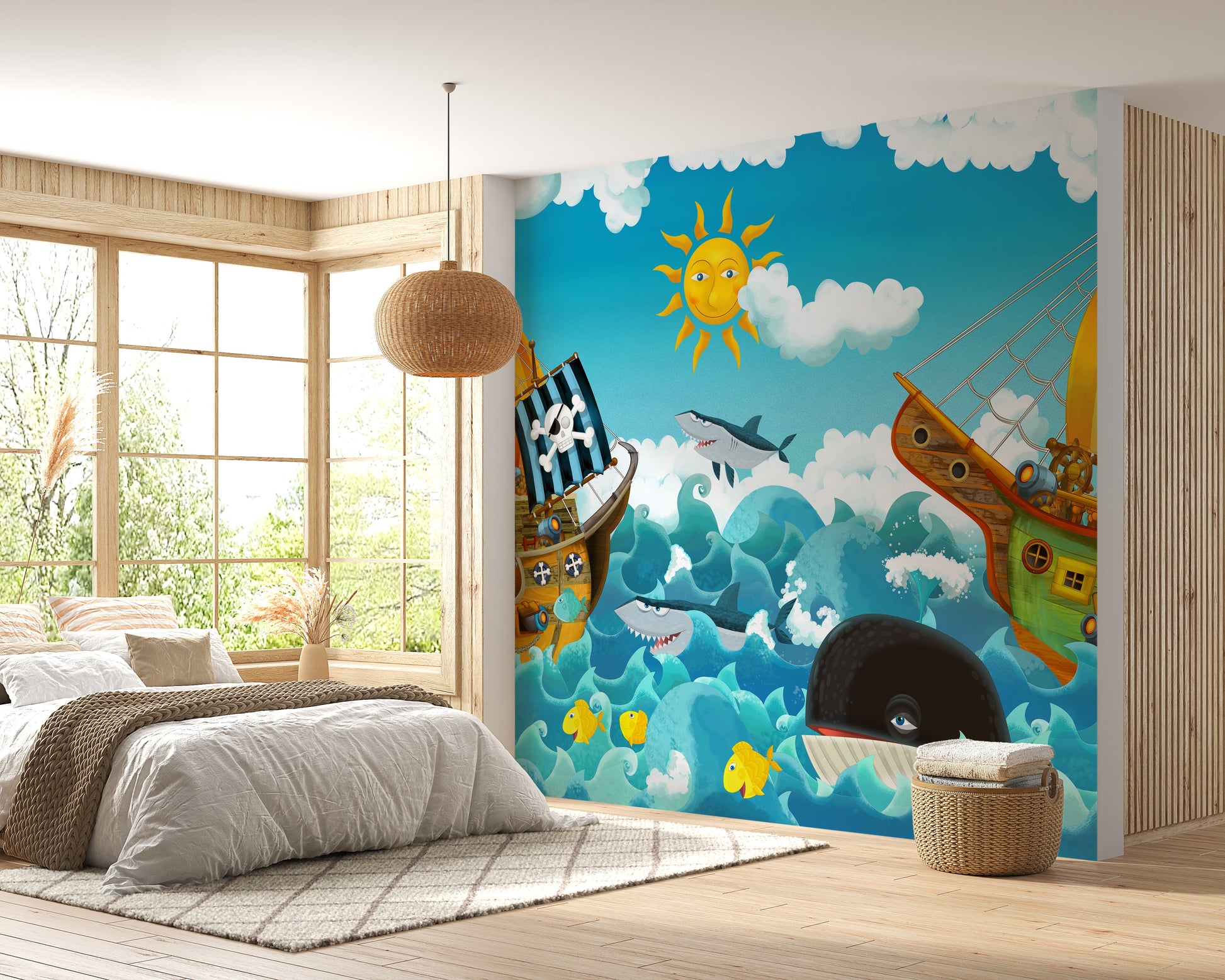 Pirates in the sea wallpaper mural - Giffywalls