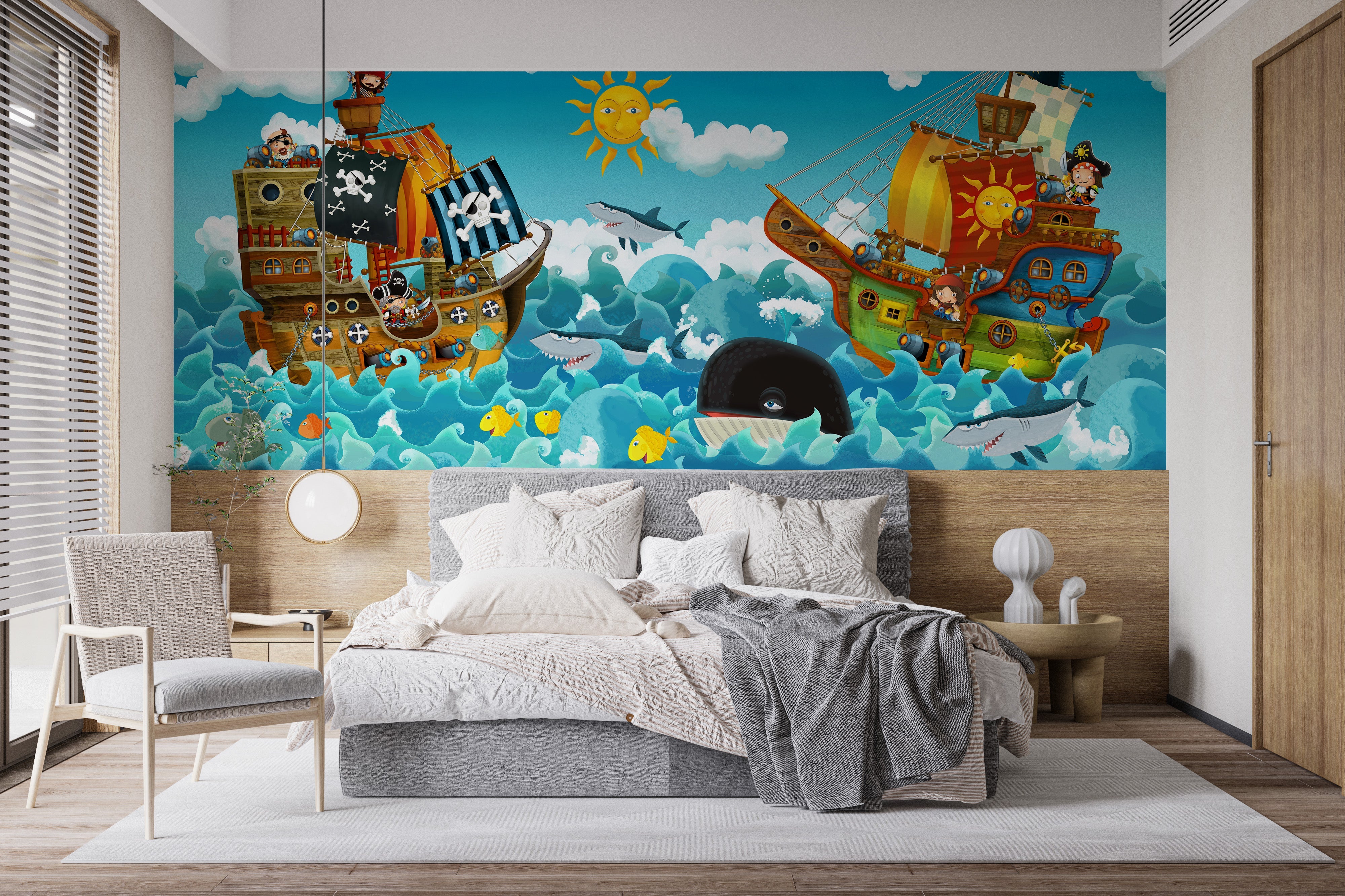 Pirates in the sea wallpaper mural - Giffywalls