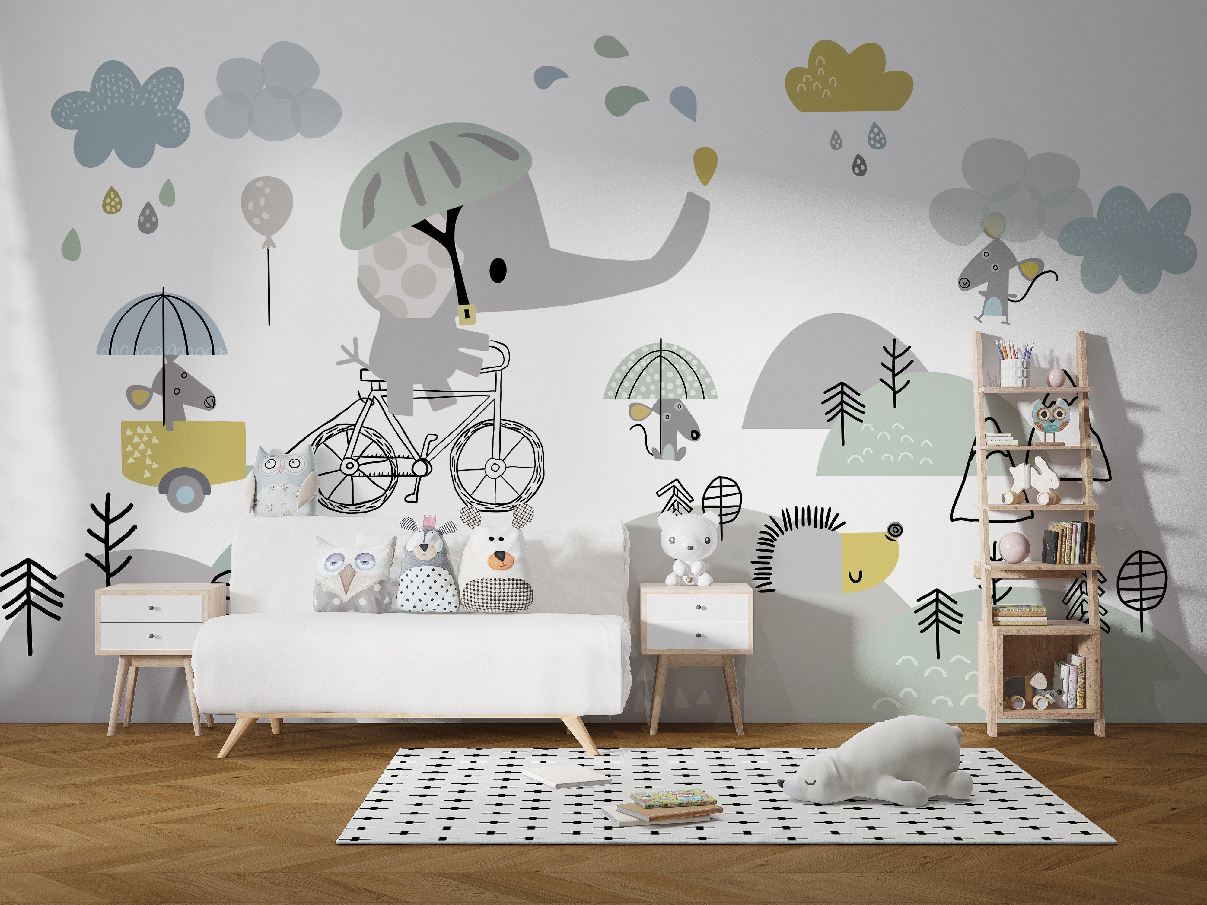 Elephant on bicycle wallpaper mural - Giffywalls