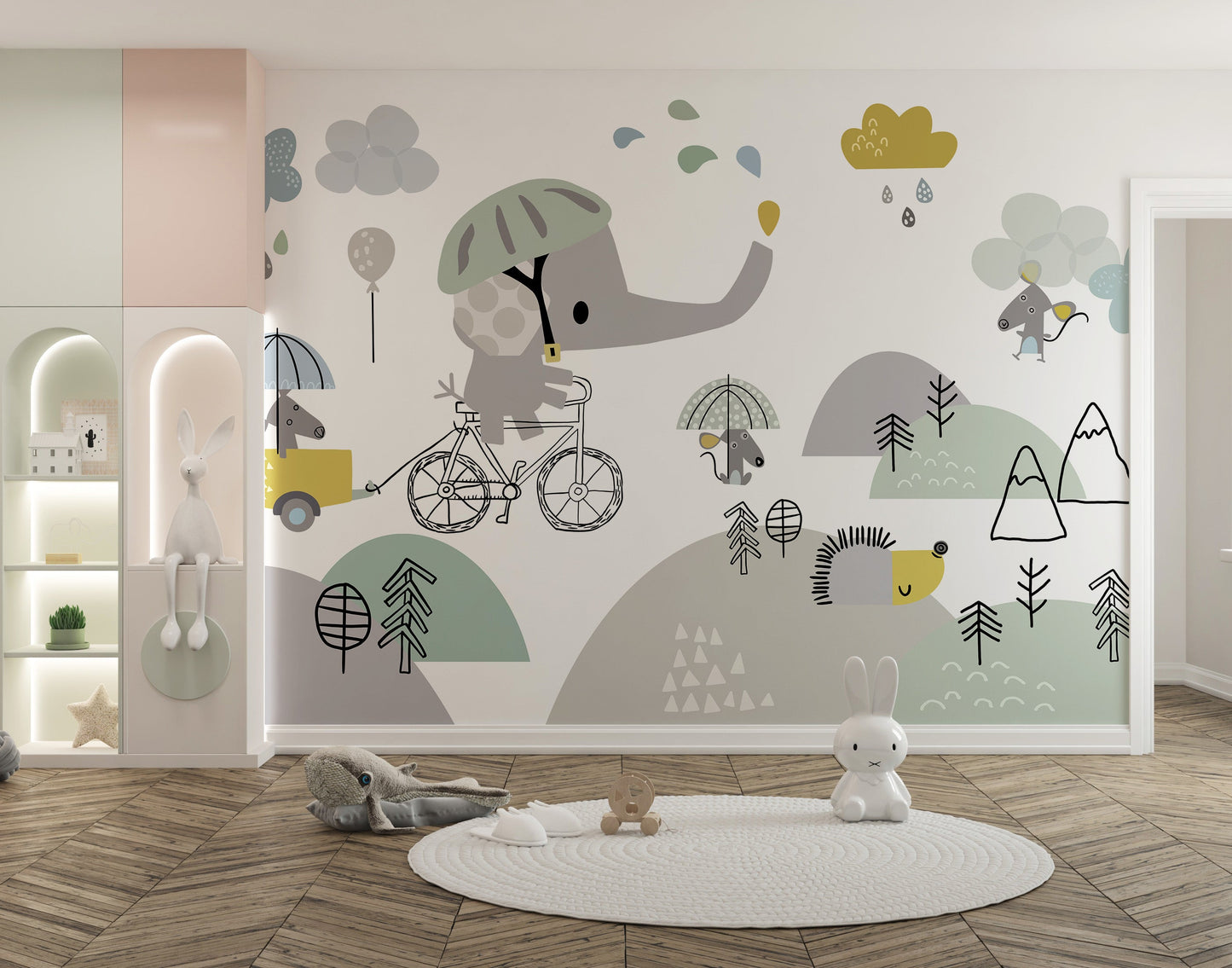 Elephant on bicycle wallpaper mural - Giffywalls