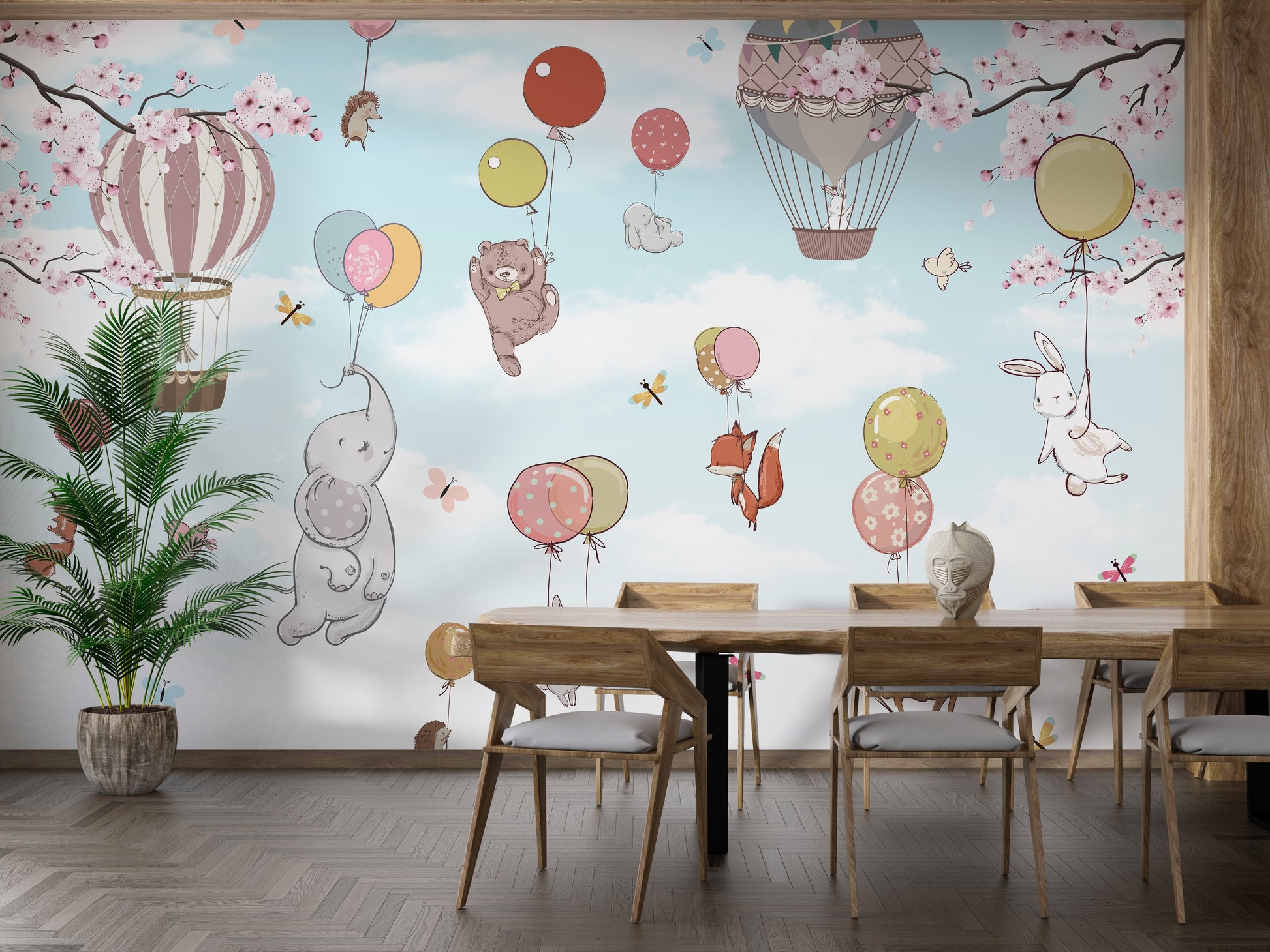 Levitating animals wallpaper mural - Giffywalls