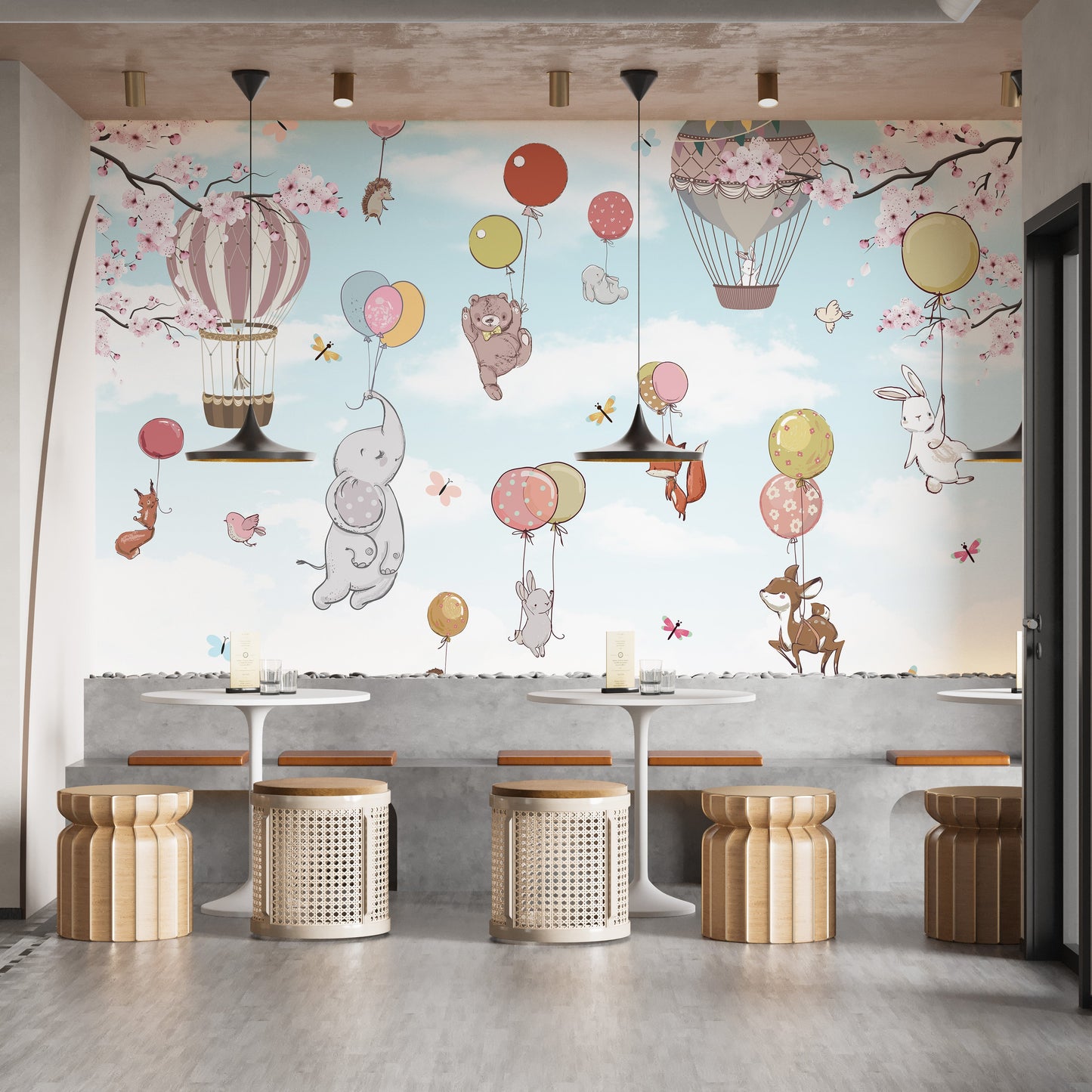 Levitating animals wallpaper mural - Giffywalls