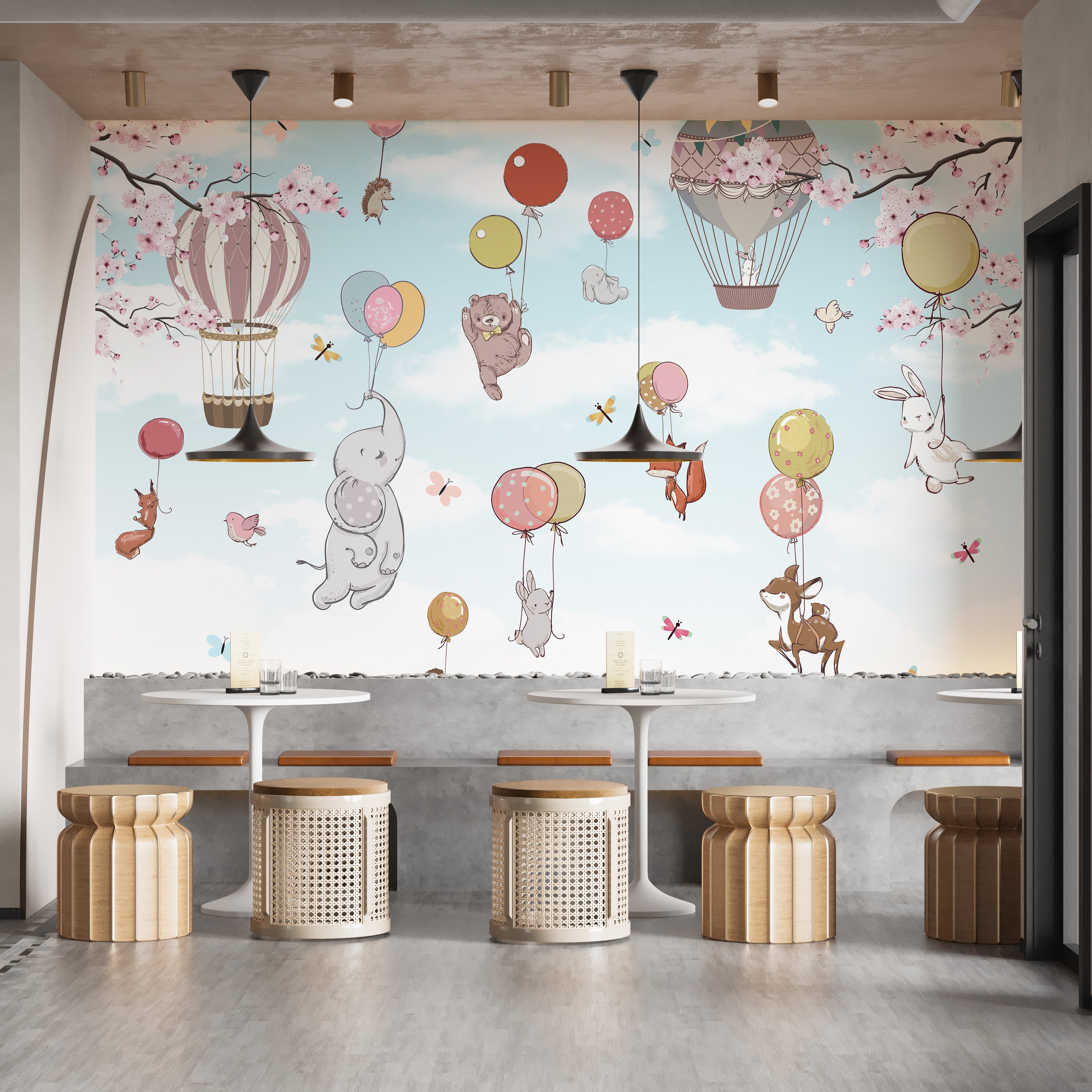 Levitating animals wallpaper mural - Giffywalls