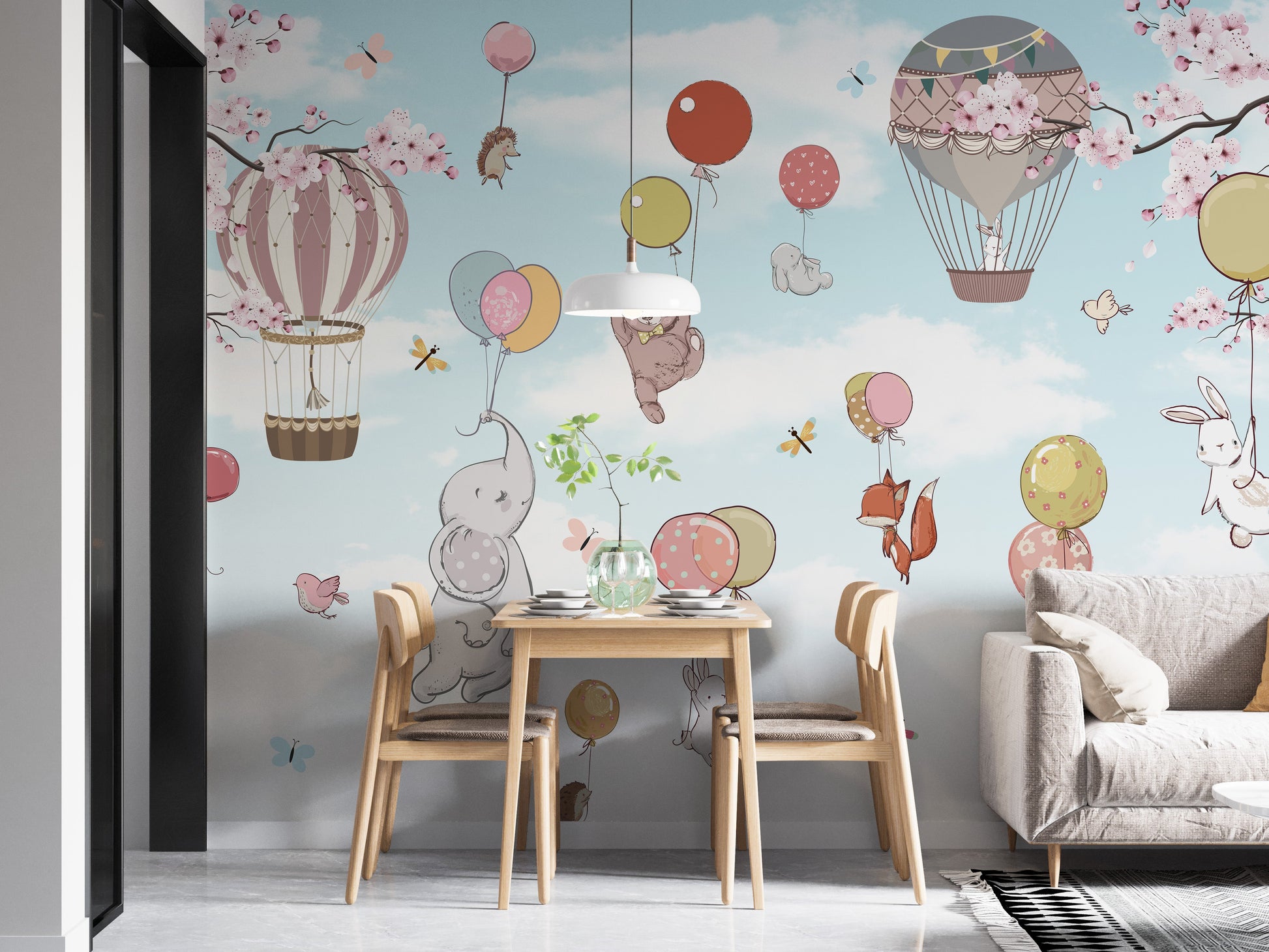 Levitating animals wallpaper mural - Giffywalls