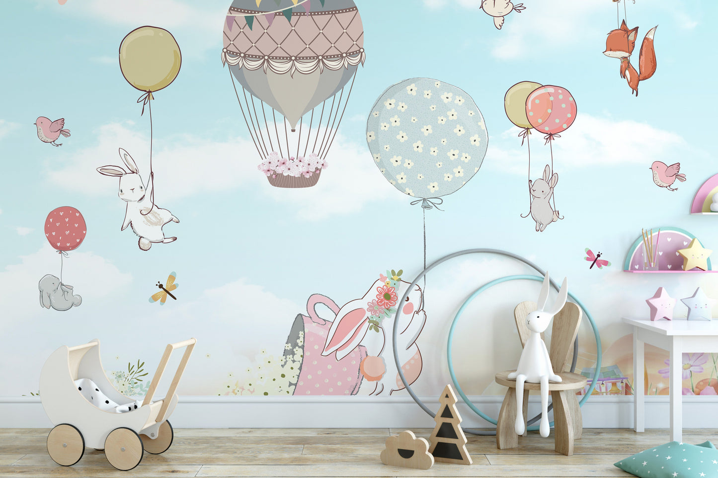 Plush bunnies wallpaper mural - Giffywalls