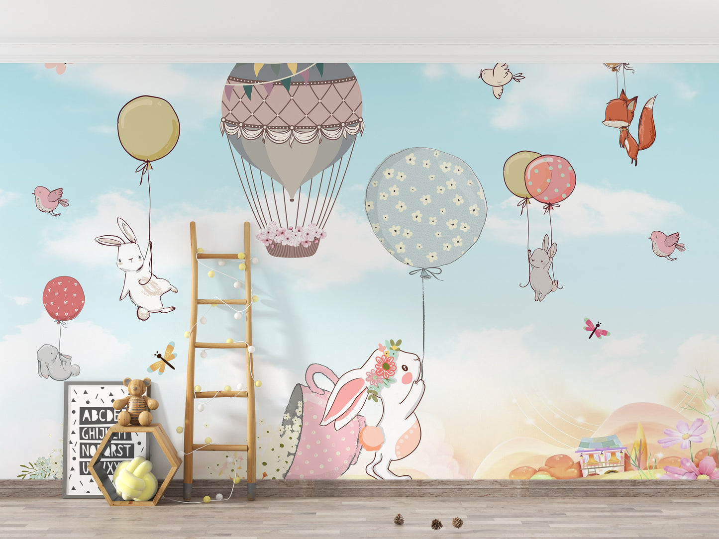 Plush bunnies wallpaper mural - Giffywalls