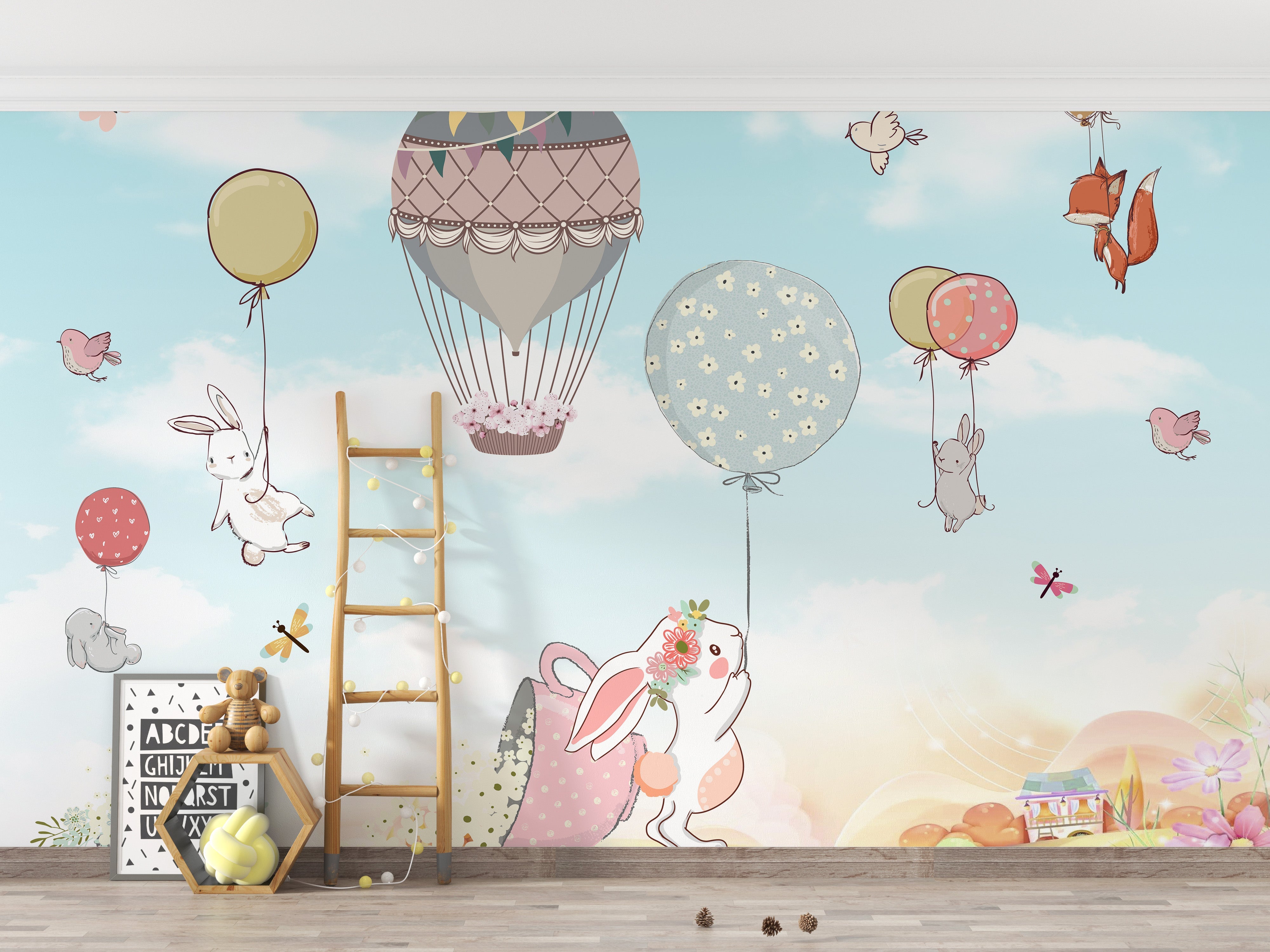 Plush bunnies wallpaper mural - Giffywalls