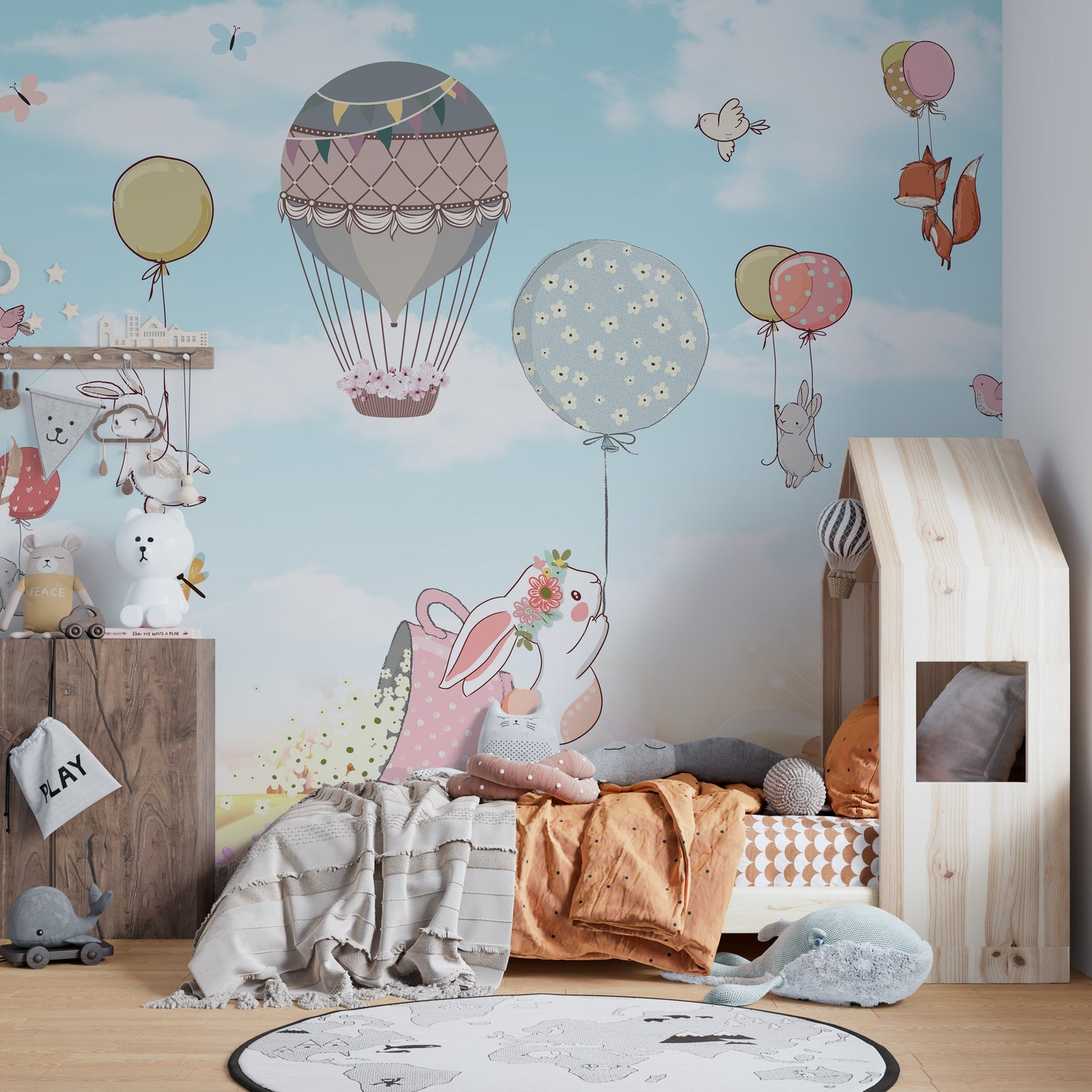 Plush bunnies wallpaper mural - Giffywalls