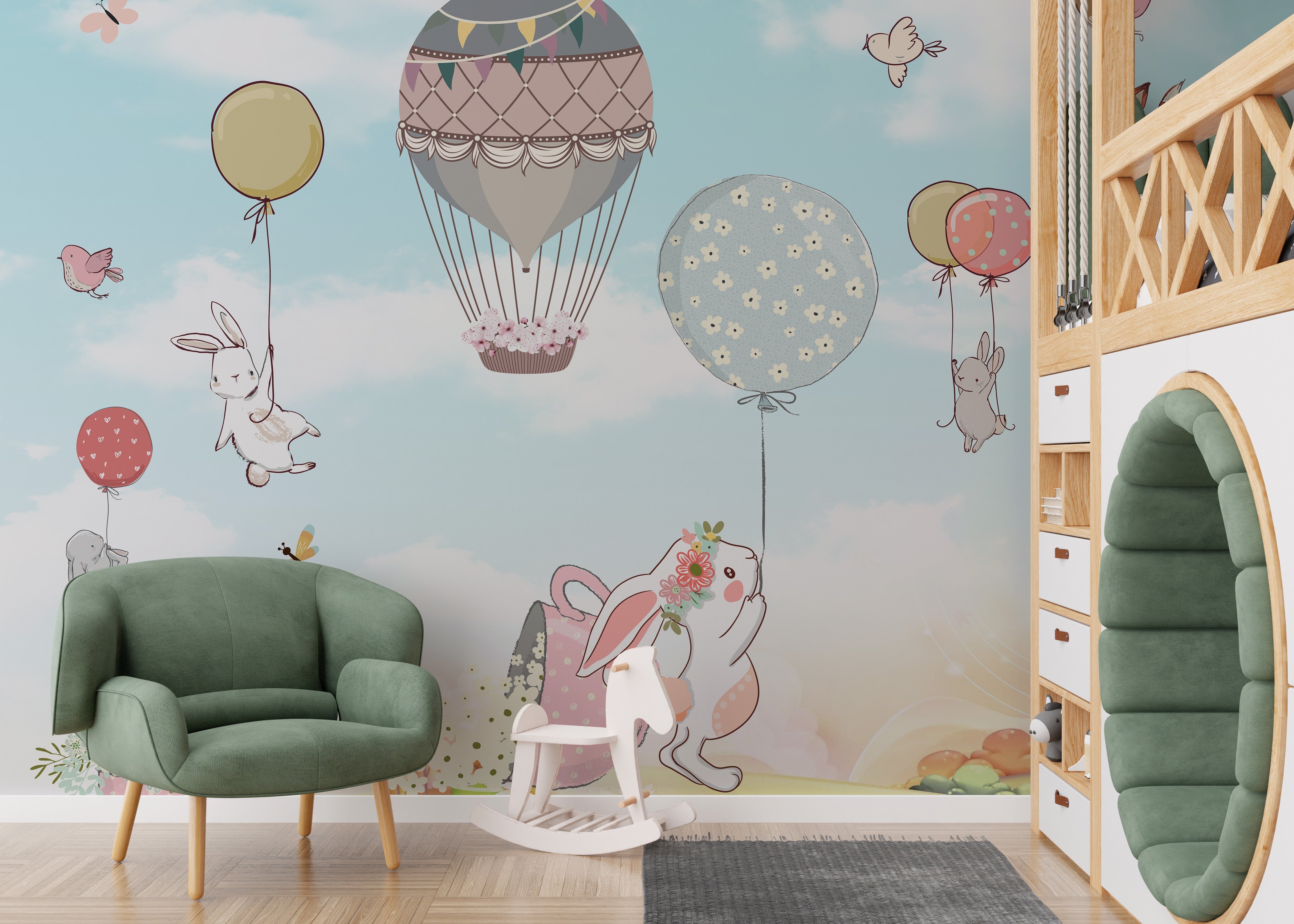 Plush bunnies wallpaper mural - Giffywalls