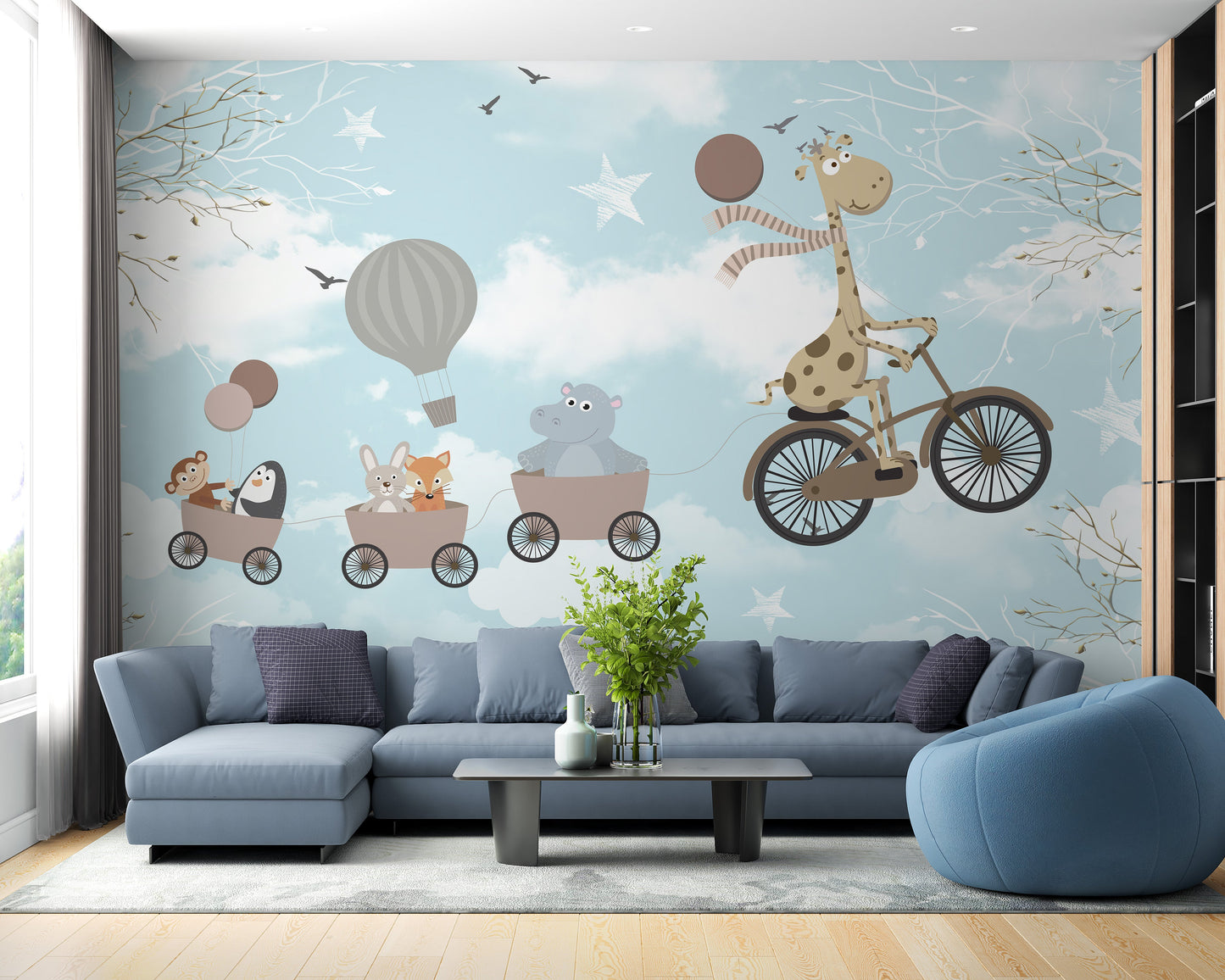 Playful Animals Wallpaper Mural for Nursery Walls