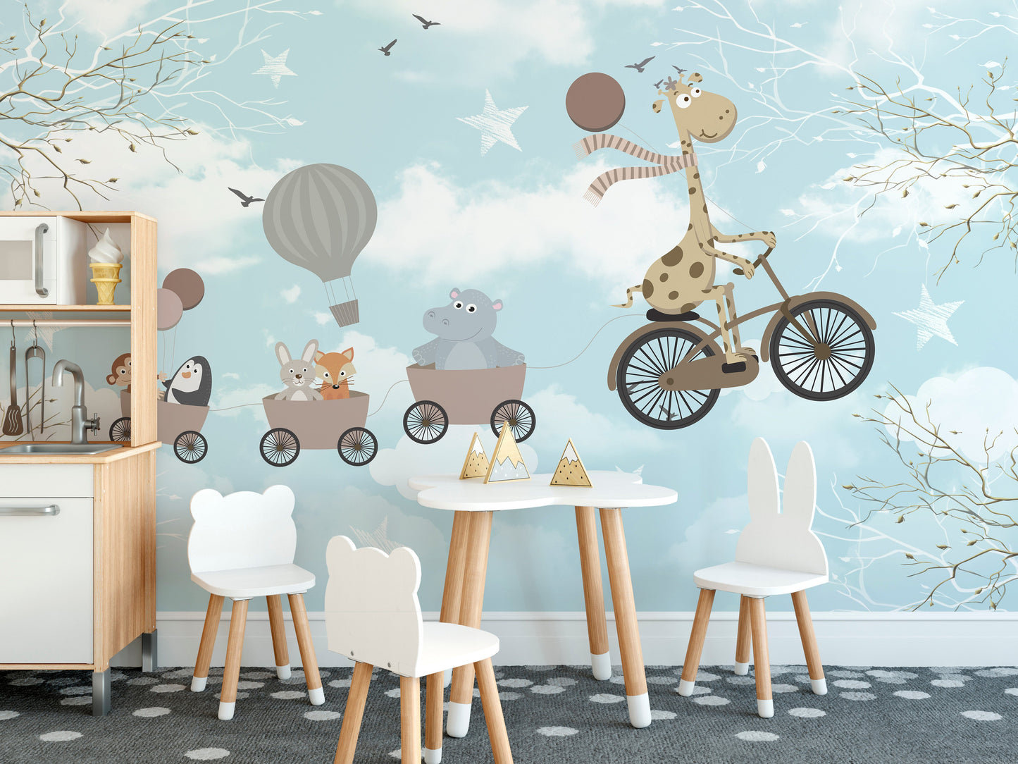 Adorable Animals Kids Room Wallpaper Mural - Giffywalls