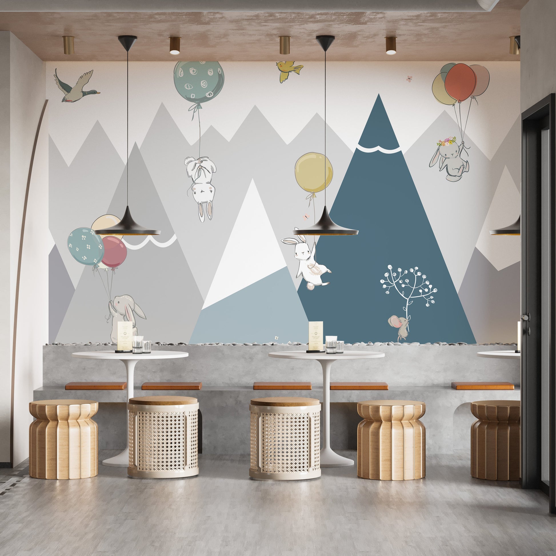 Jovial Rabbits Flying Wallpaper Murals - Giffywalls