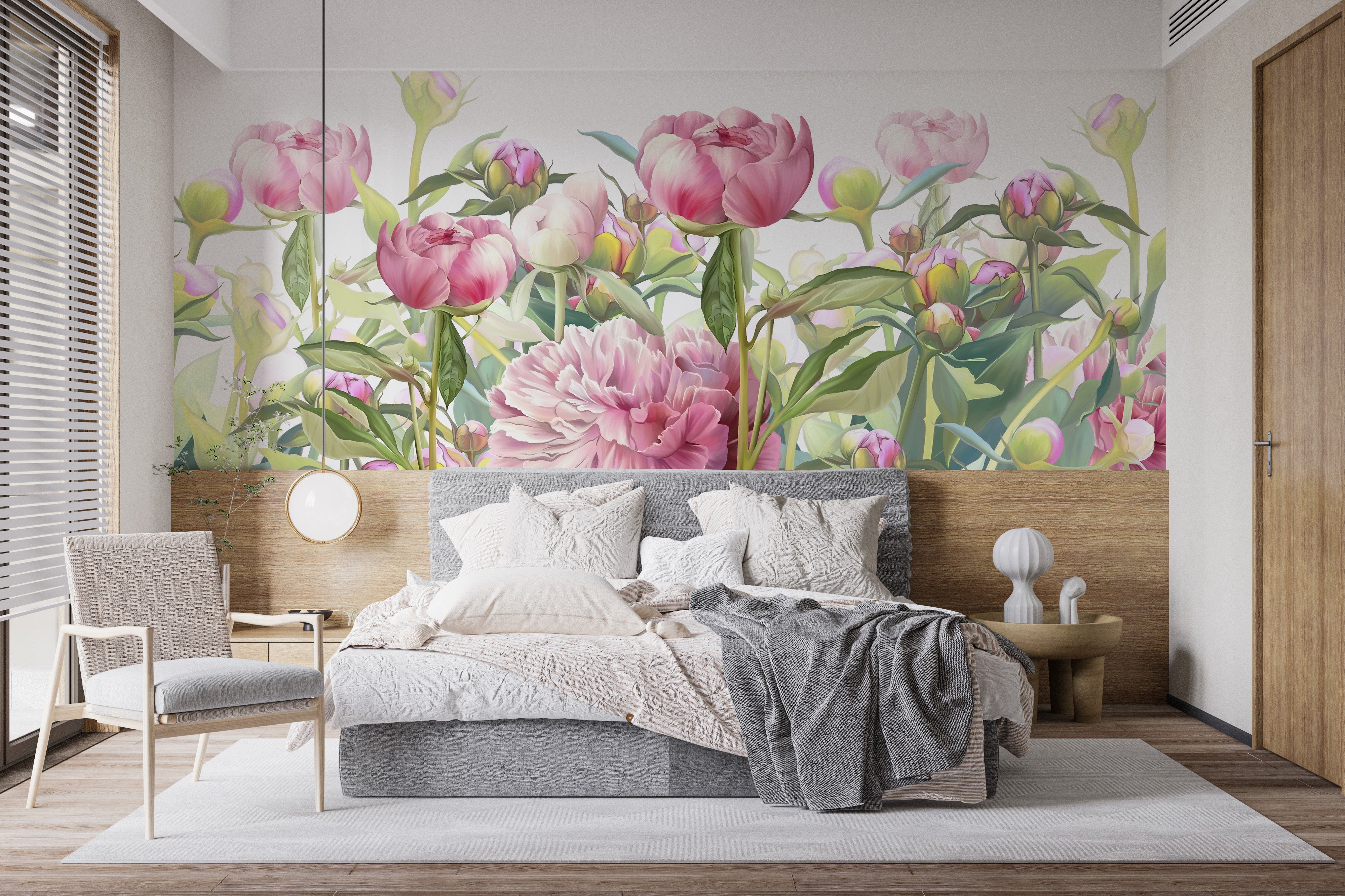 Vibrant floral bedroom mural for cozy corners
