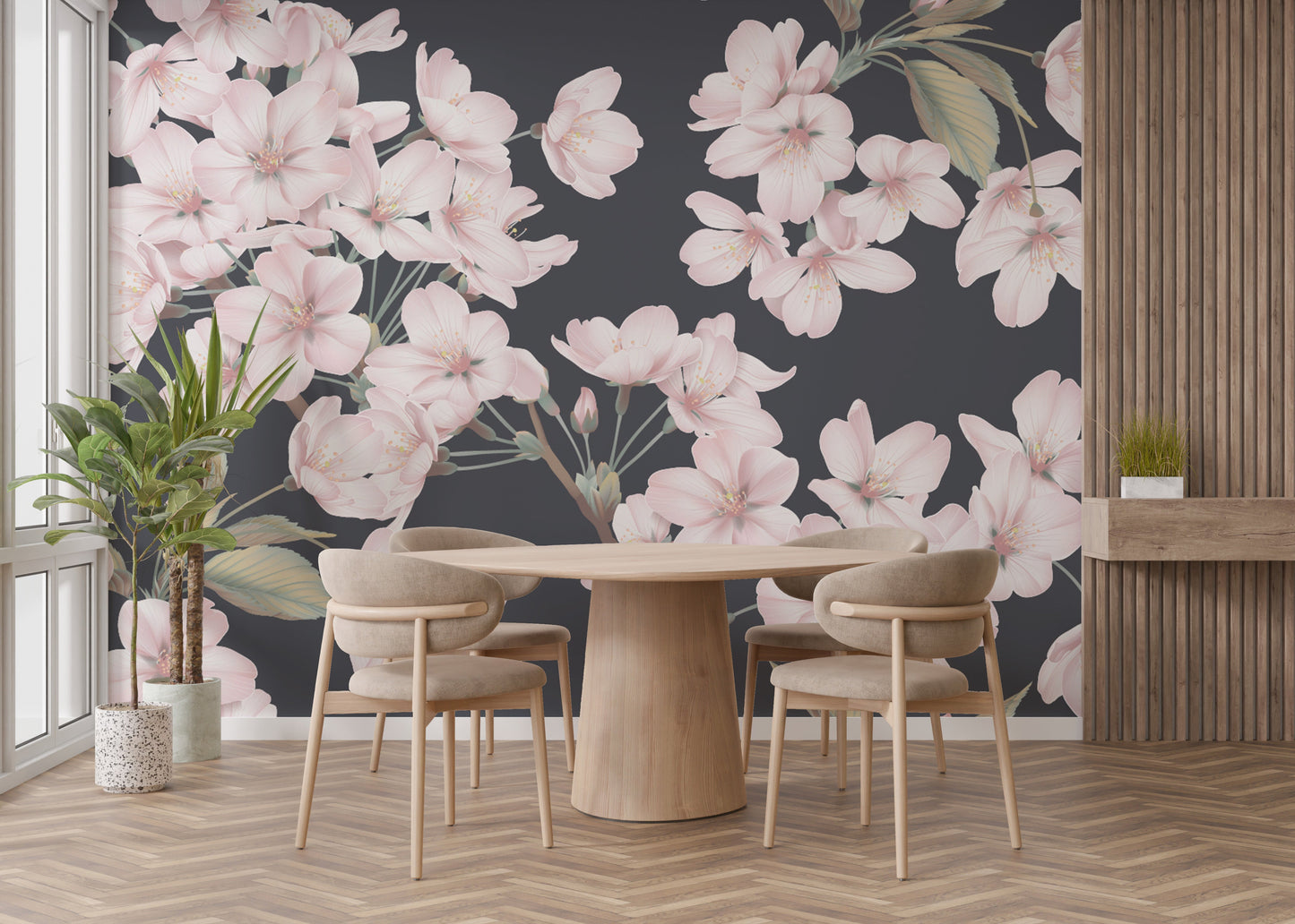 Light pink flower mural with delicate petals
