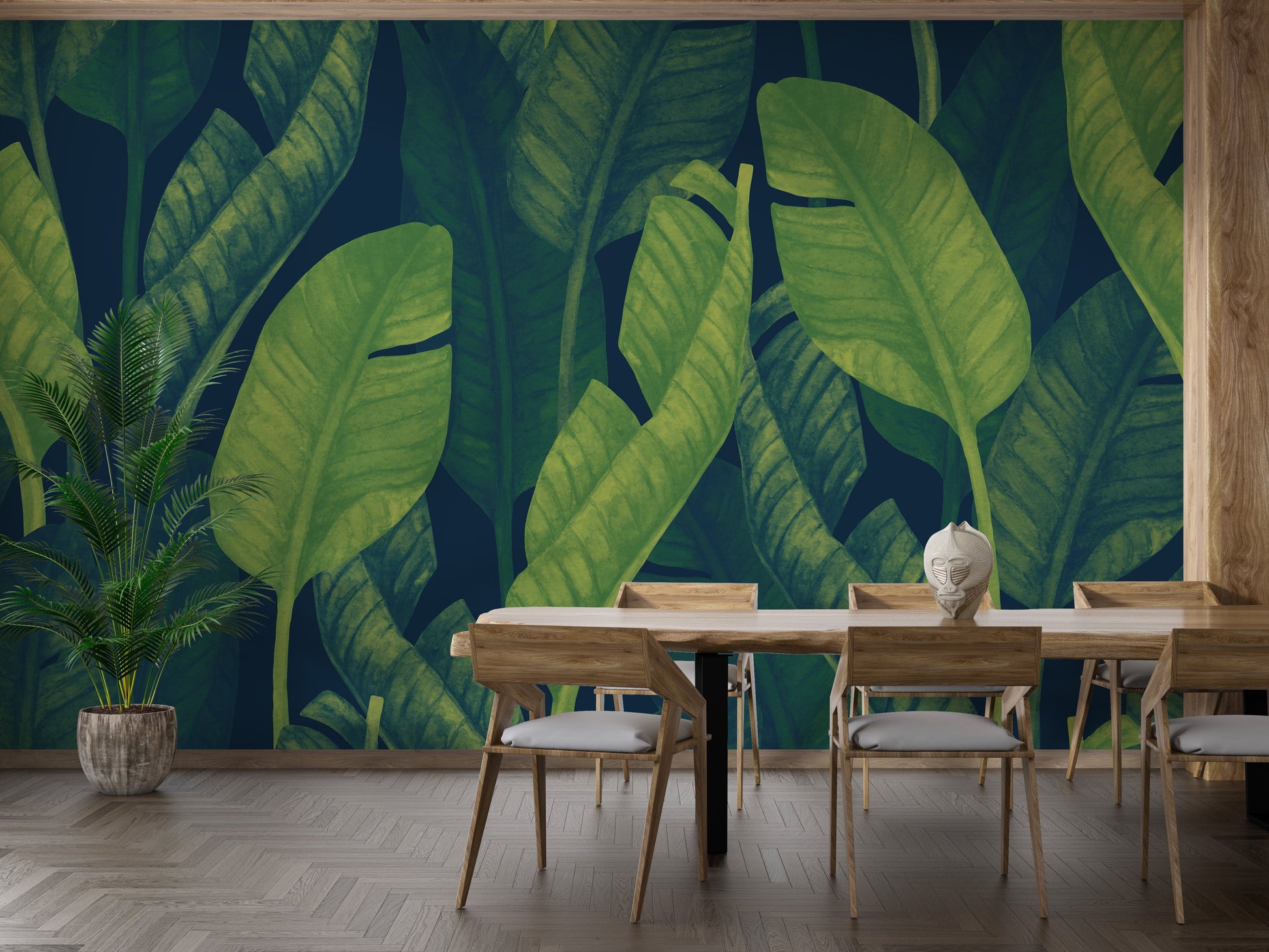 Deep Green Banana leaf wallpaper mural - Giffywalls